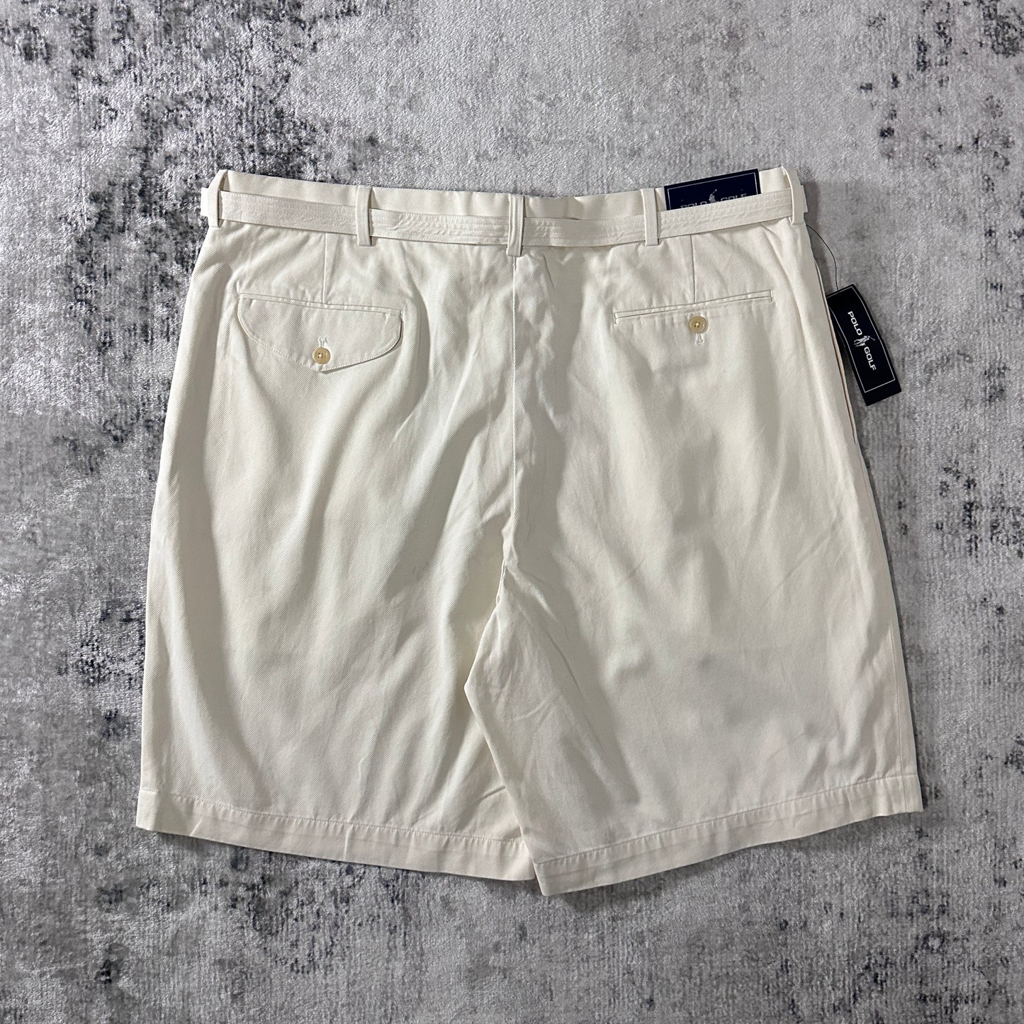 Silk Cotton White Pleated Shorts Size 38　Polo Golf Ralph Lauren