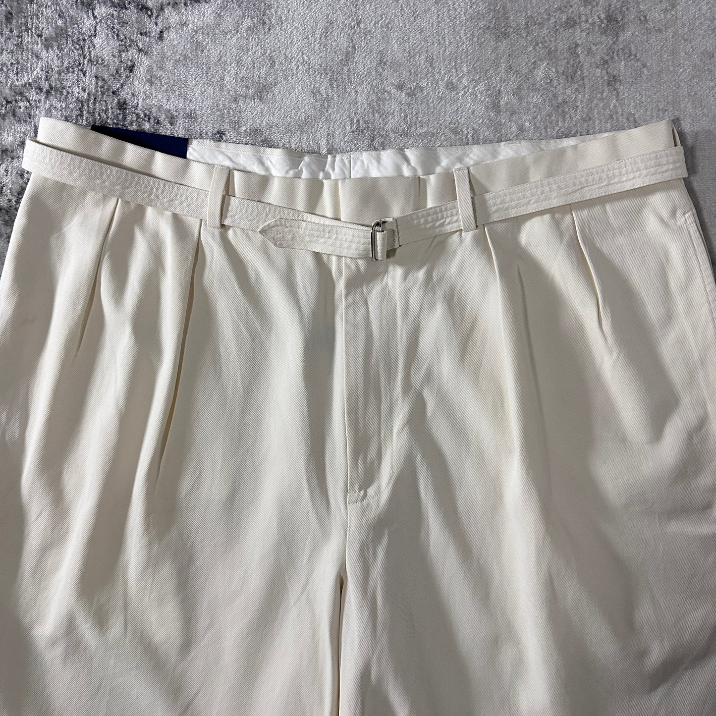 Silk Cotton White Pleated Shorts Size 38　Polo Golf Ralph Lauren
