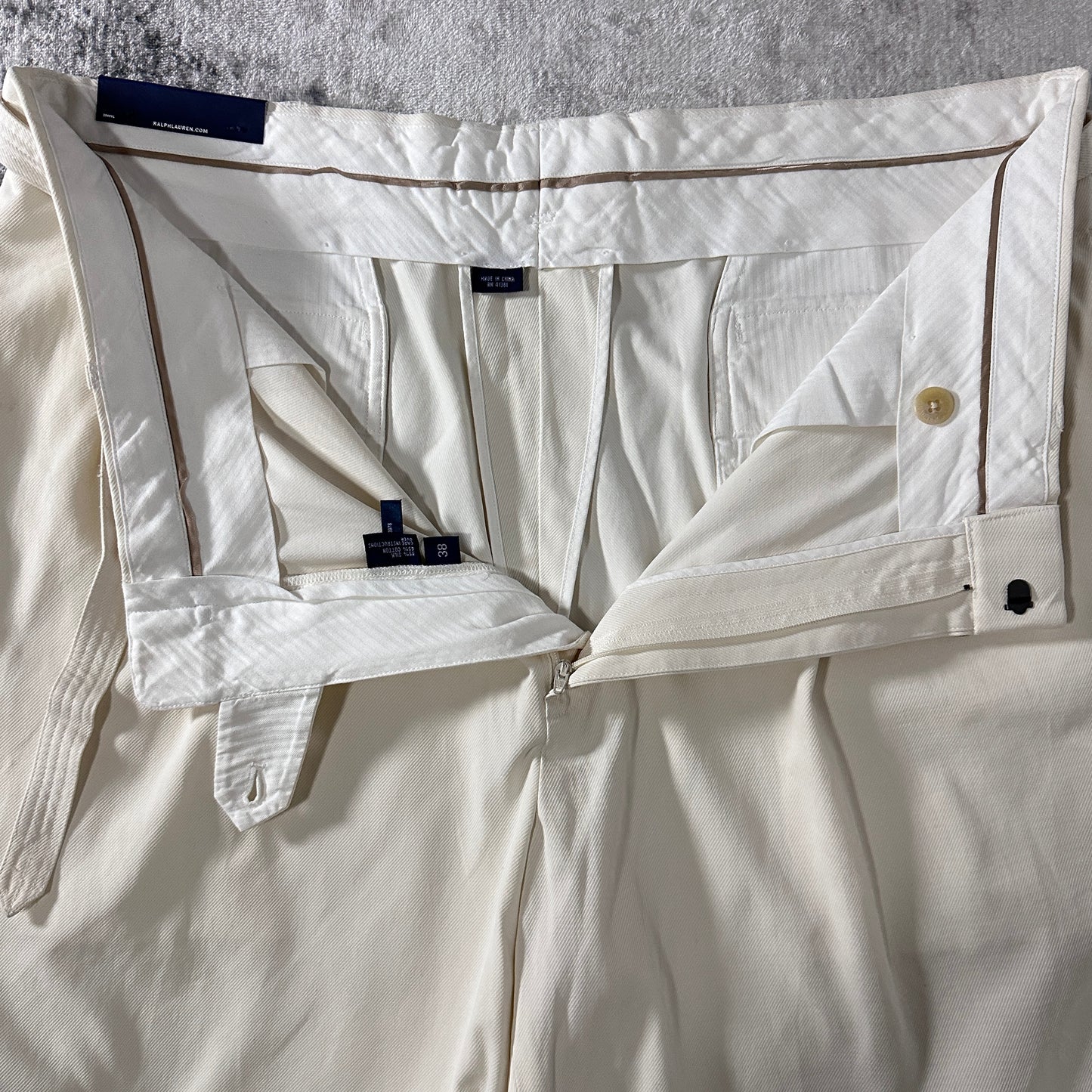 Silk Cotton White Pleated Shorts Size 38　Polo Golf Ralph Lauren