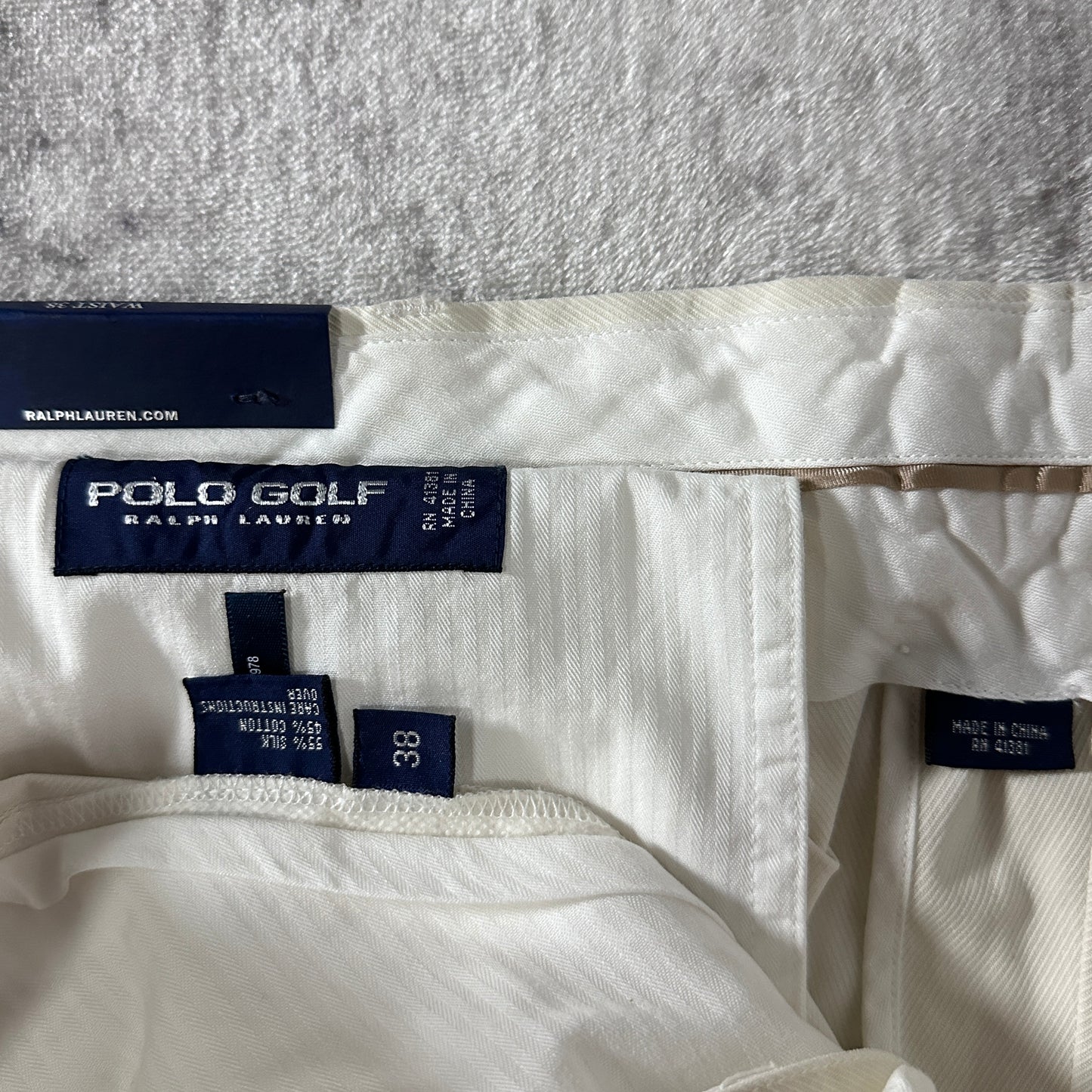 Silk Cotton White Pleated Shorts Size 38　Polo Golf Ralph Lauren