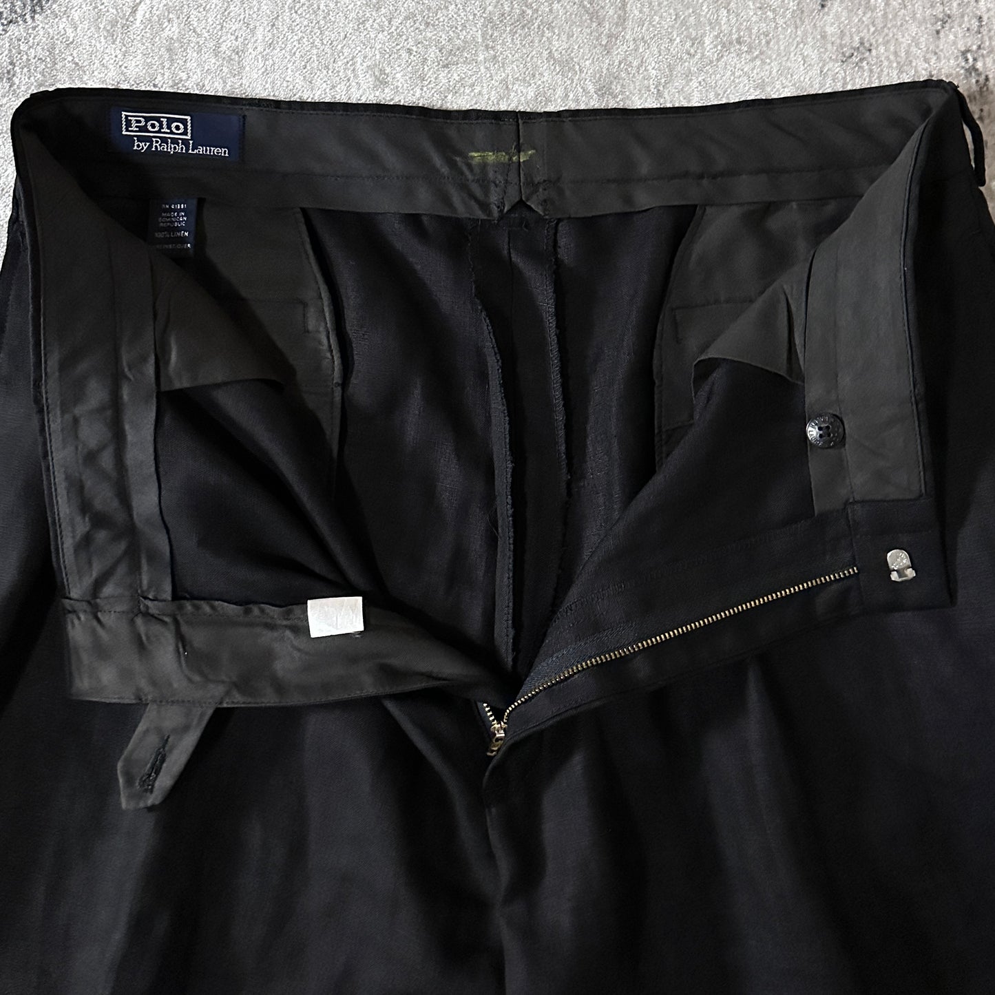 Polo by Ralph Lauren 100% Linen Pleated Shorts 36 Black