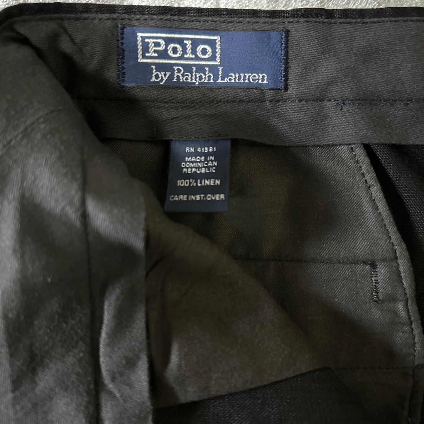Polo by Ralph Lauren 100% Linen Pleated Shorts 36 Black