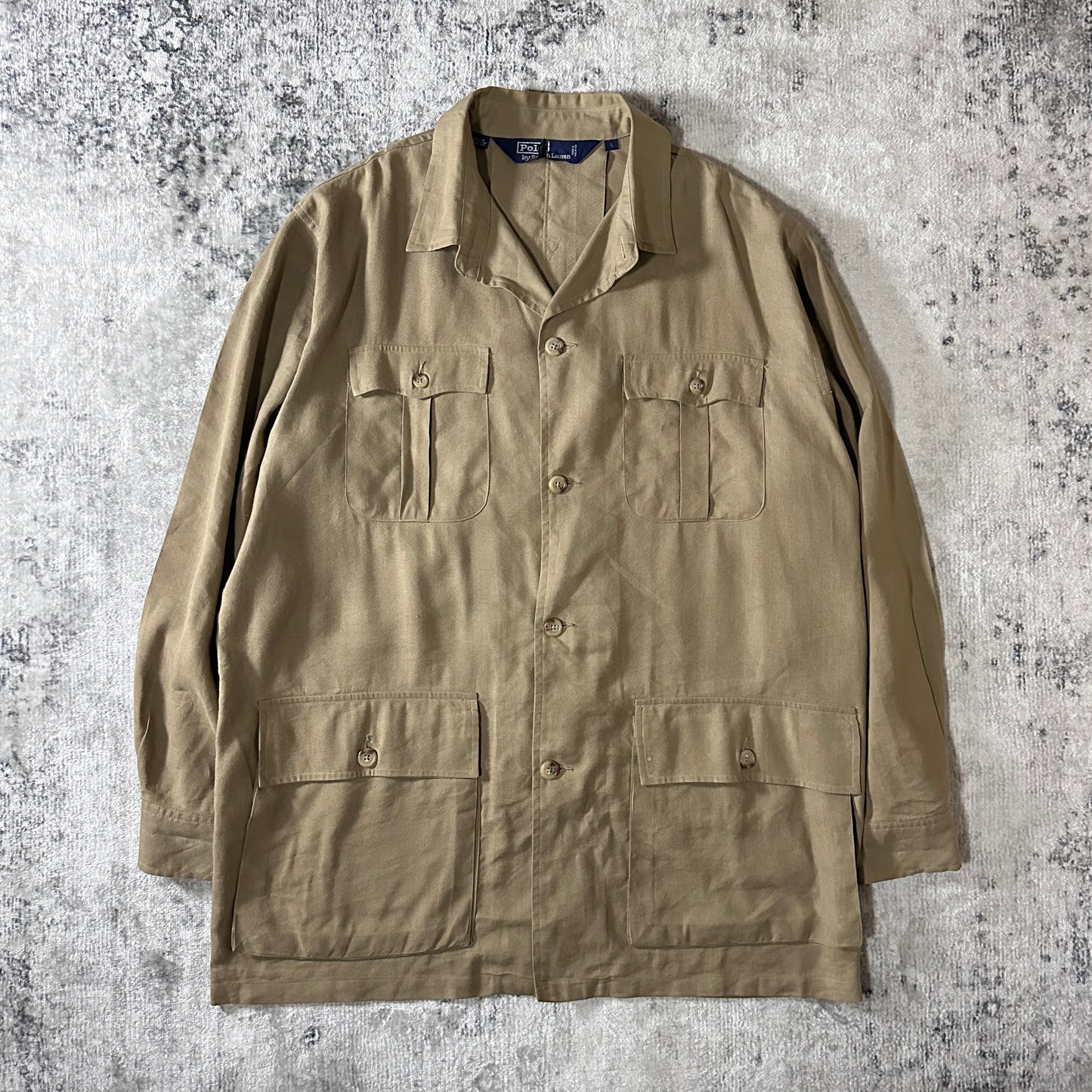 Polo Ralph Lauren Silk Linen Beige Safari Jacket L