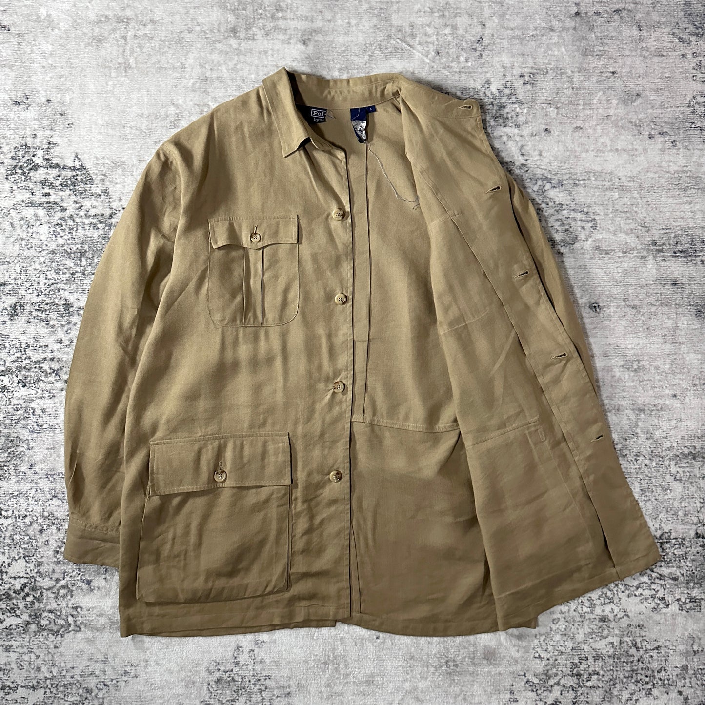 Polo Ralph Lauren Silk Linen Beige Safari Jacket L