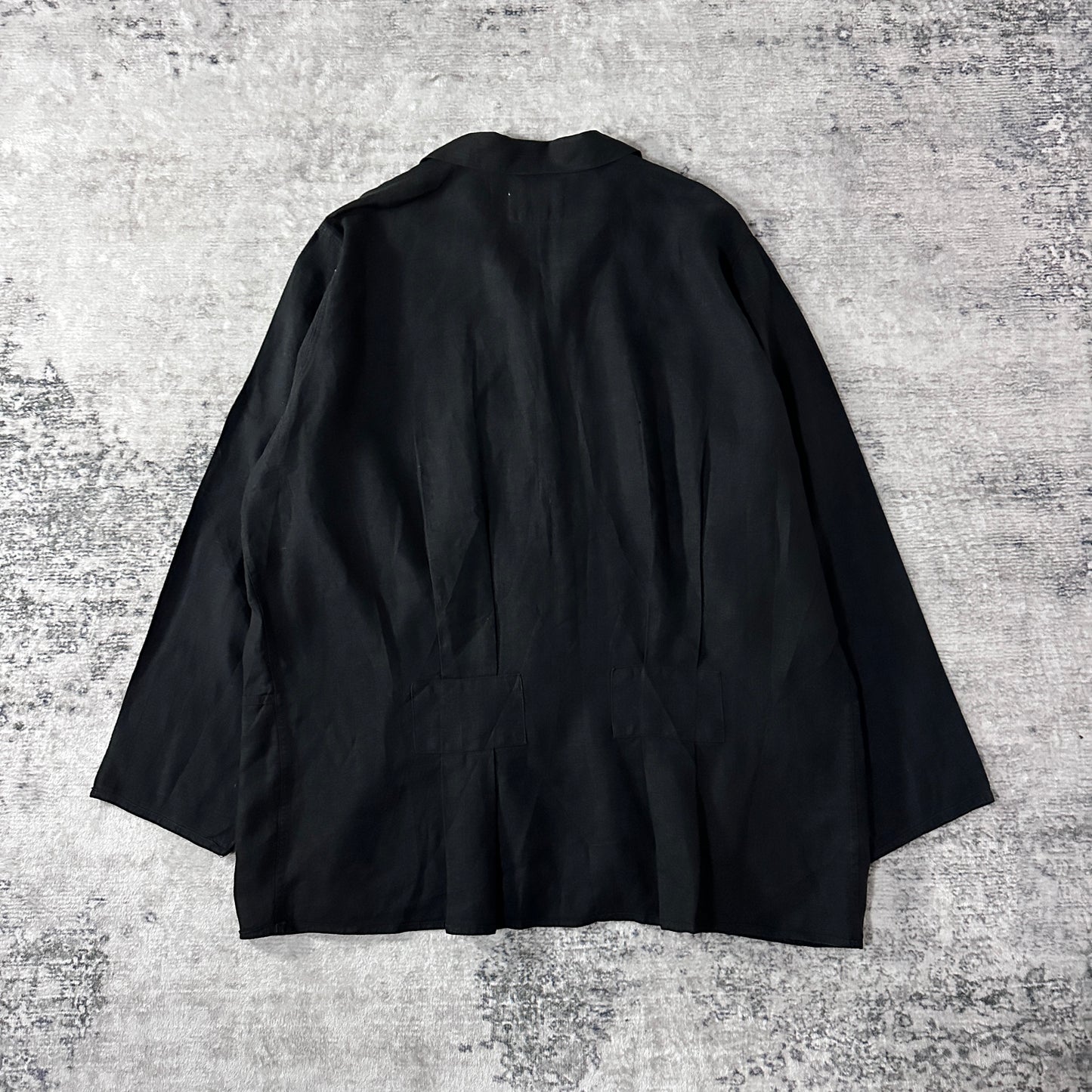 FLAX Black Linen Textured Button Jacket