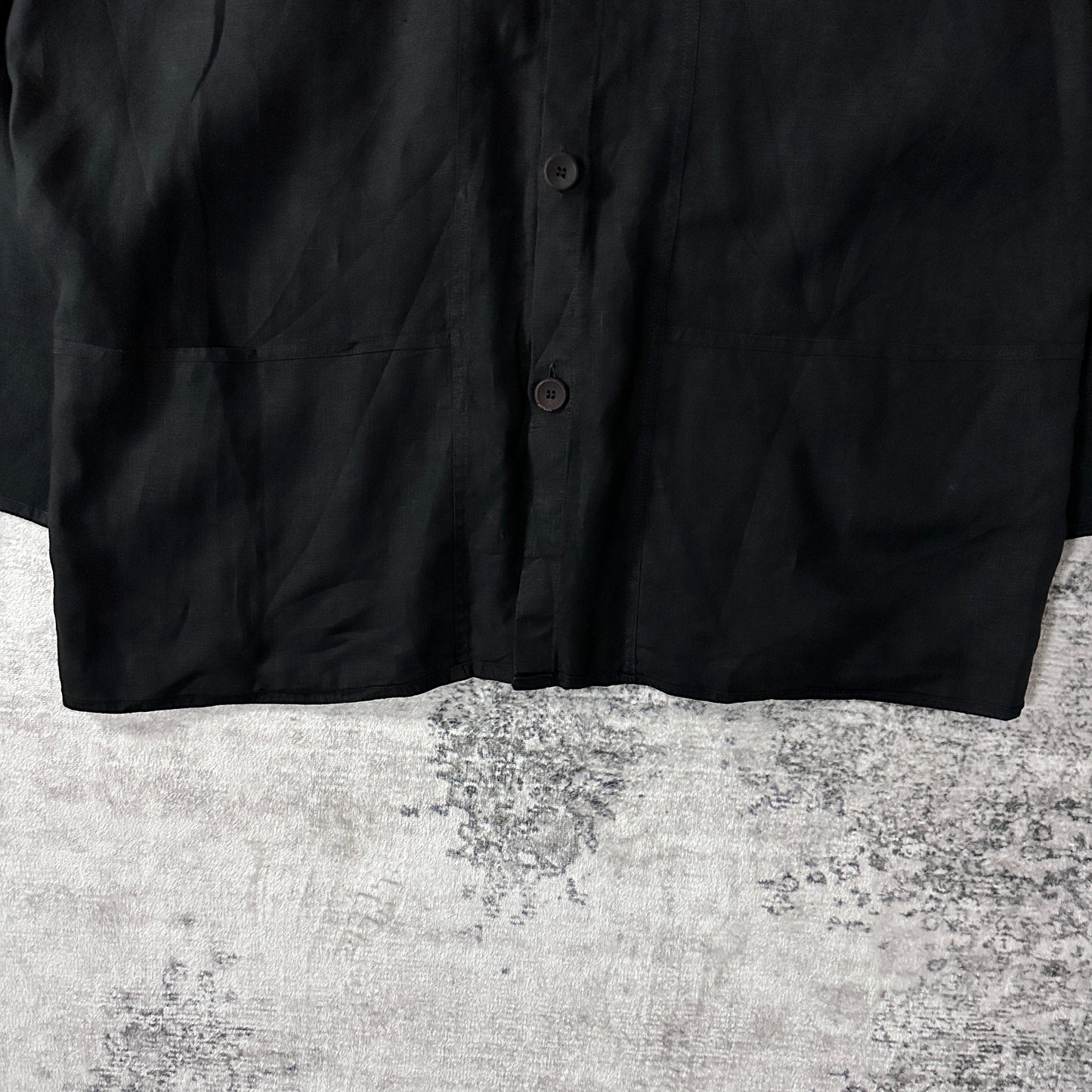 FLAX Black Linen Textured Button Jacket