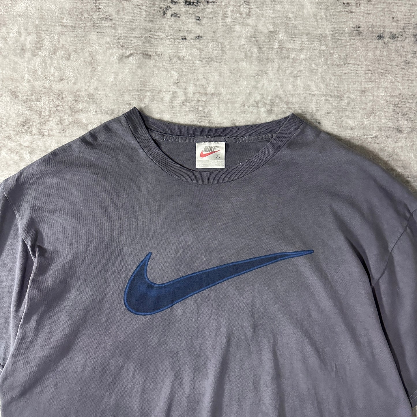 NIKE Big Swoosh Cotton T-Shirt L Fade Gray