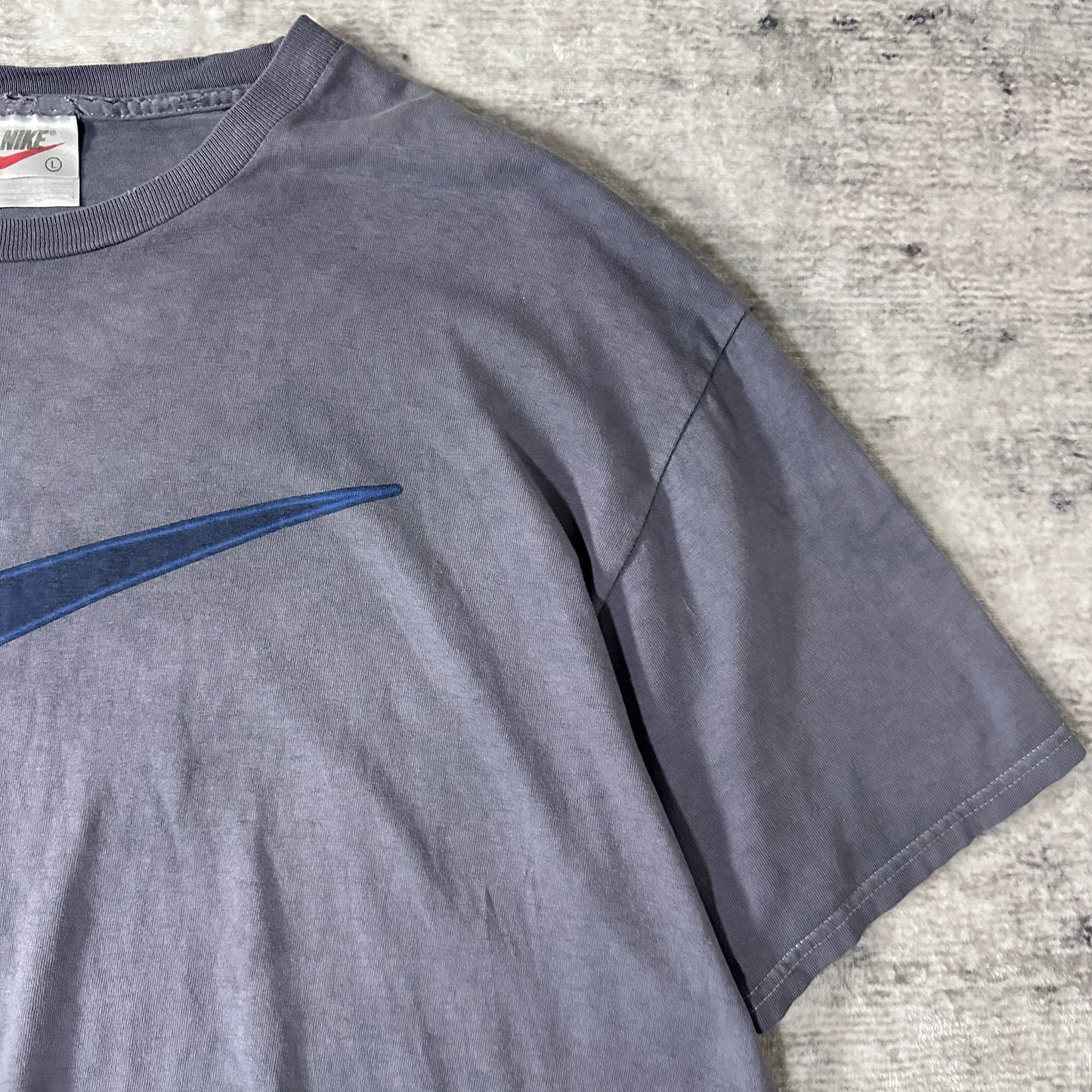 NIKE Big Swoosh Cotton T-Shirt L Fade Gray