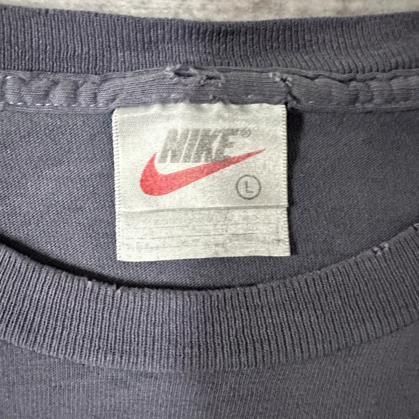NIKE Big Swoosh Cotton T-Shirt L Fade Gray