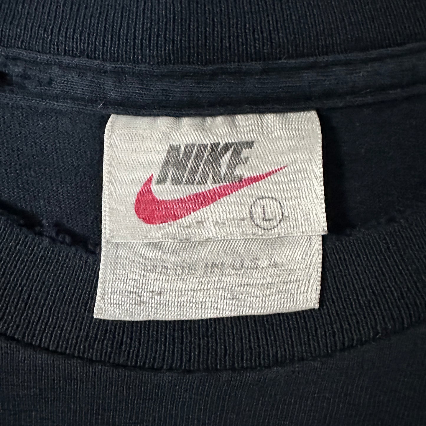 NIKE Cotton Swoosh T-Shirt L Black Yellow