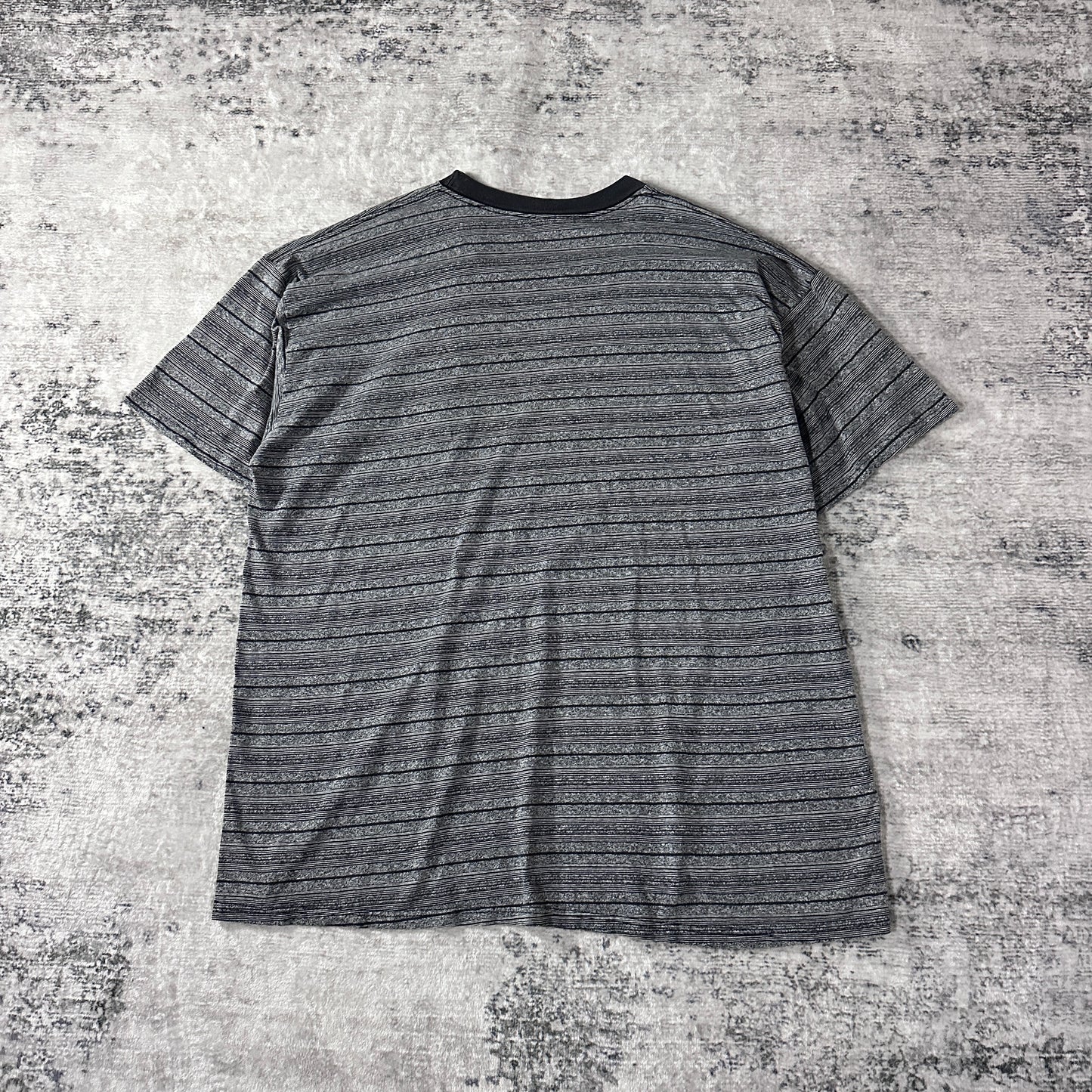 Border T-Shirt 2X Black Gray BASIC EDITIONS Cotton