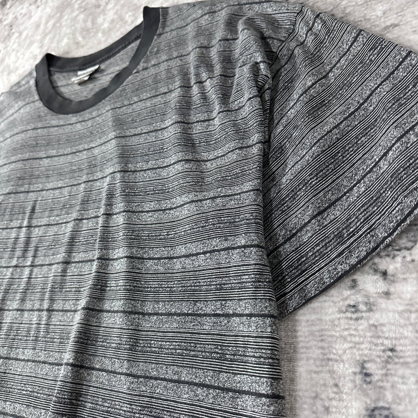 Border T-Shirt 2X Black Gray BASIC EDITIONS Cotton