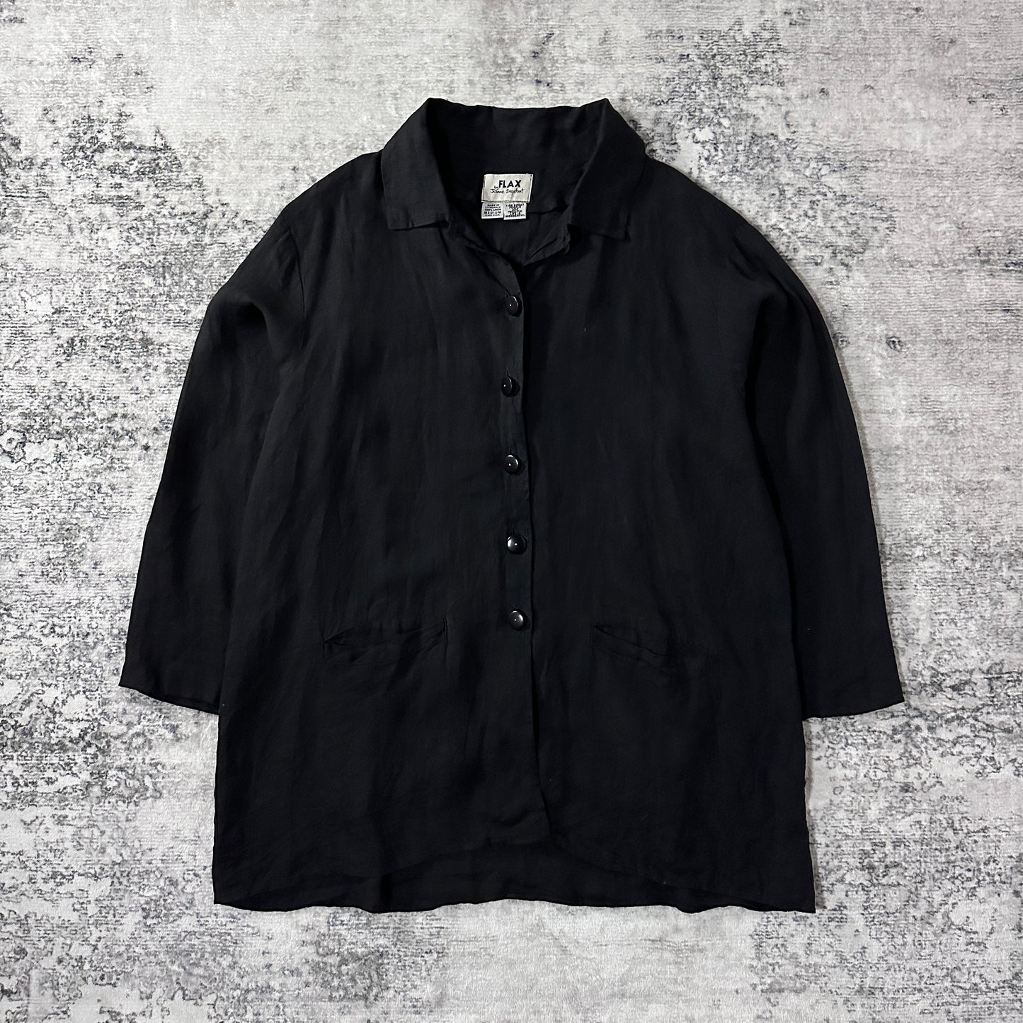 FLAX  Linen Black Shirt Jacket Medium