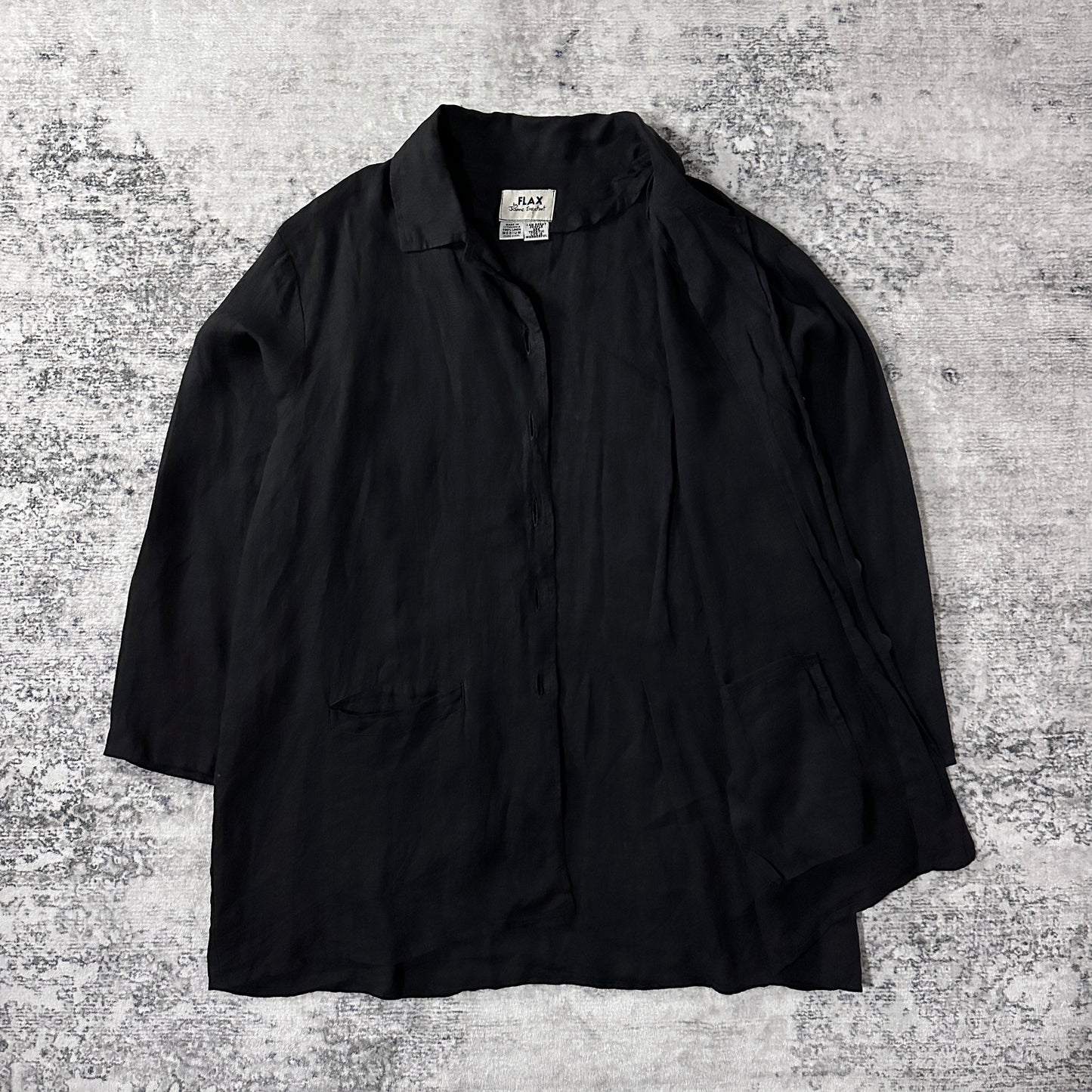 FLAX  Linen Black Shirt Jacket Medium