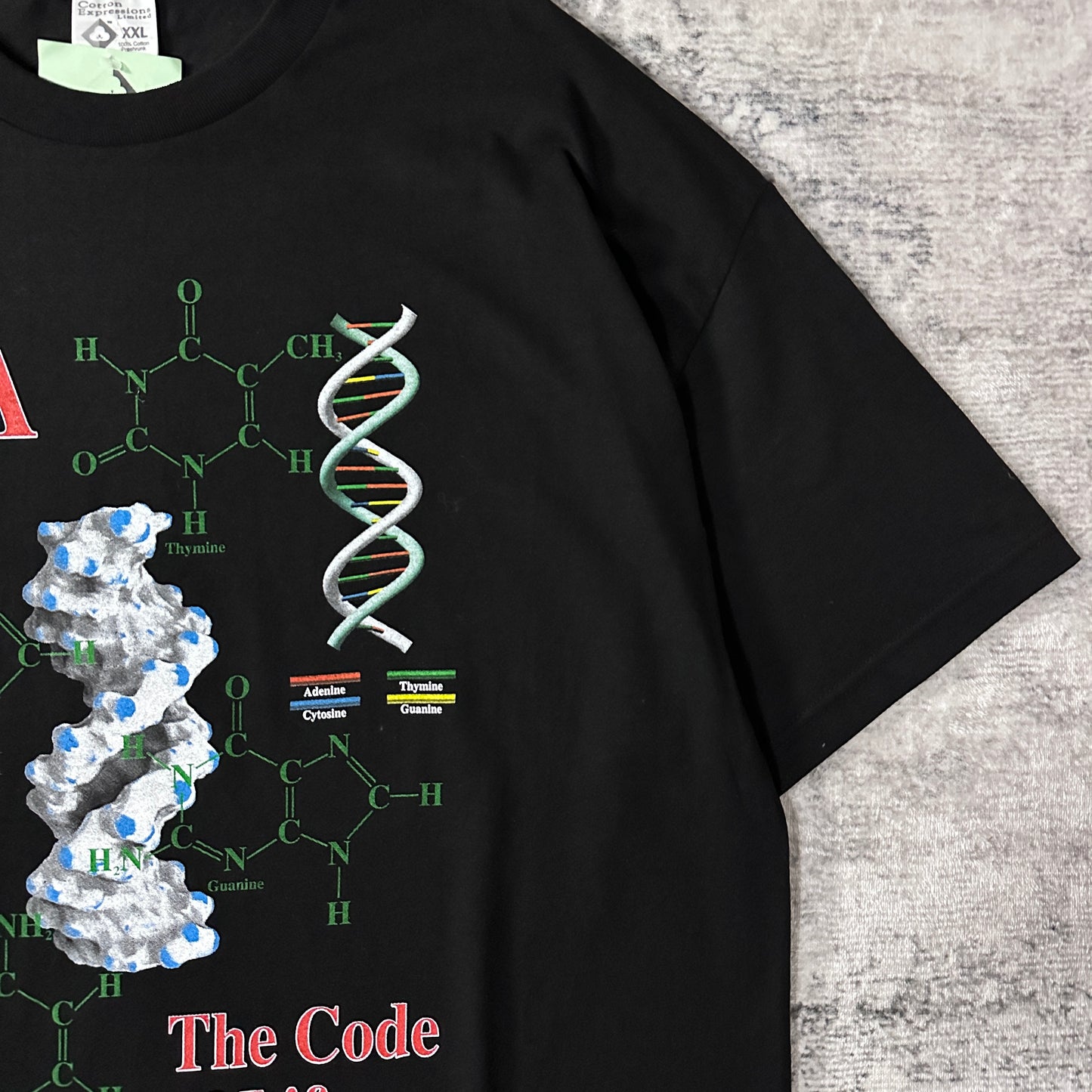 Cotton Expressions DNA The Code of Life Black Graphic T-Shirt XXL