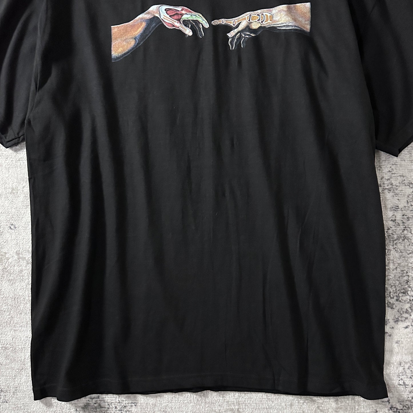 Parody Black Art Graphic T-Shirt XL Michelangelo The Creation of Adam
