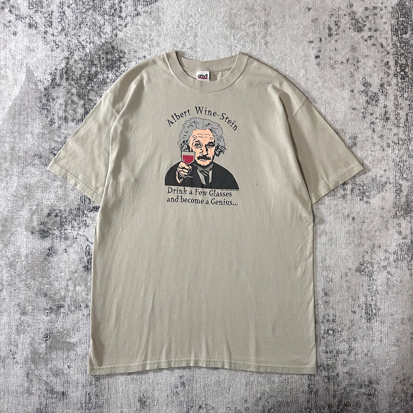 Wine-Stein Cotton Graphic T-Shirt L Beige