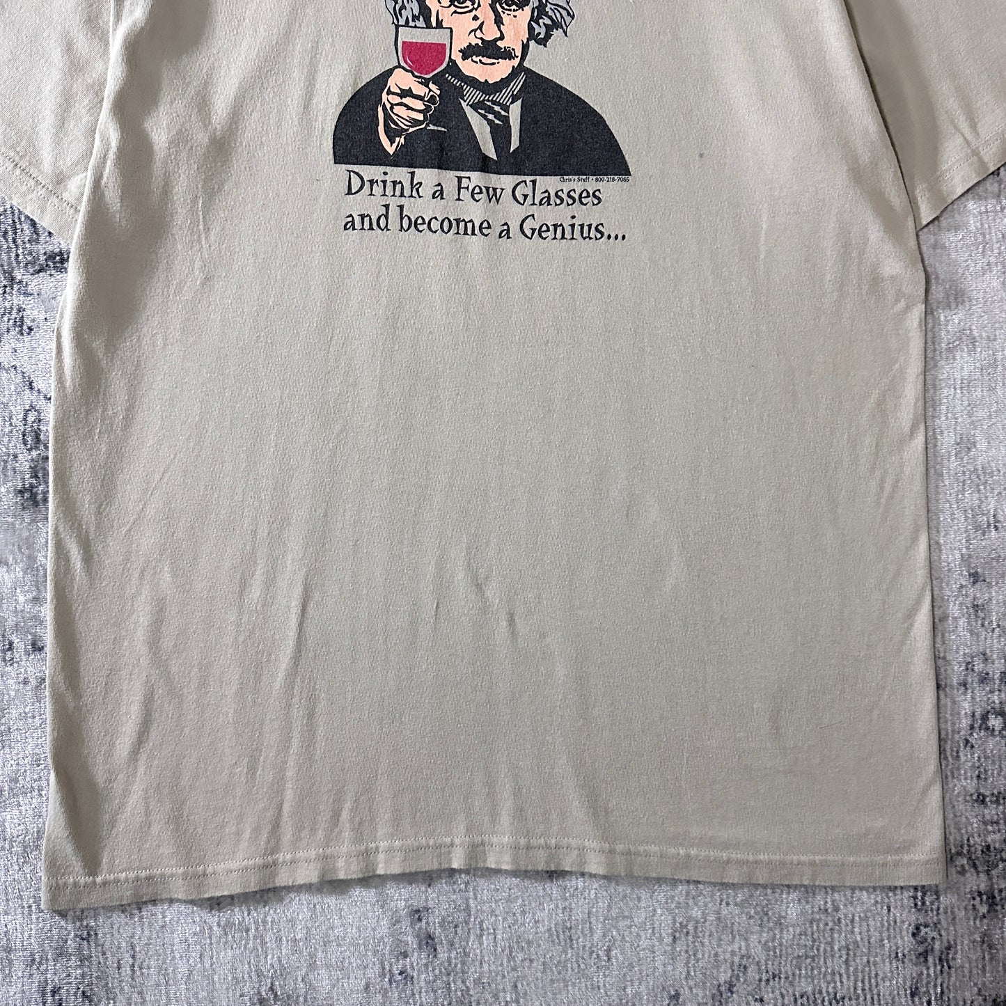 Wine-Stein Cotton Graphic T-Shirt L Beige