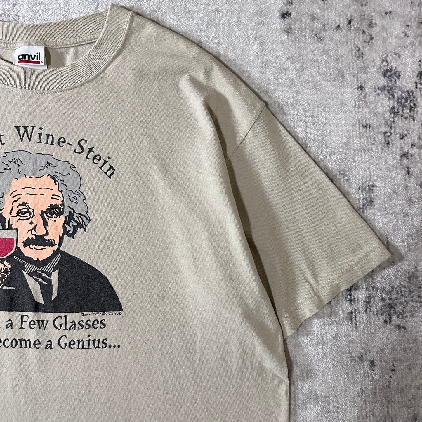 Wine-Stein Cotton Graphic T-Shirt L Beige