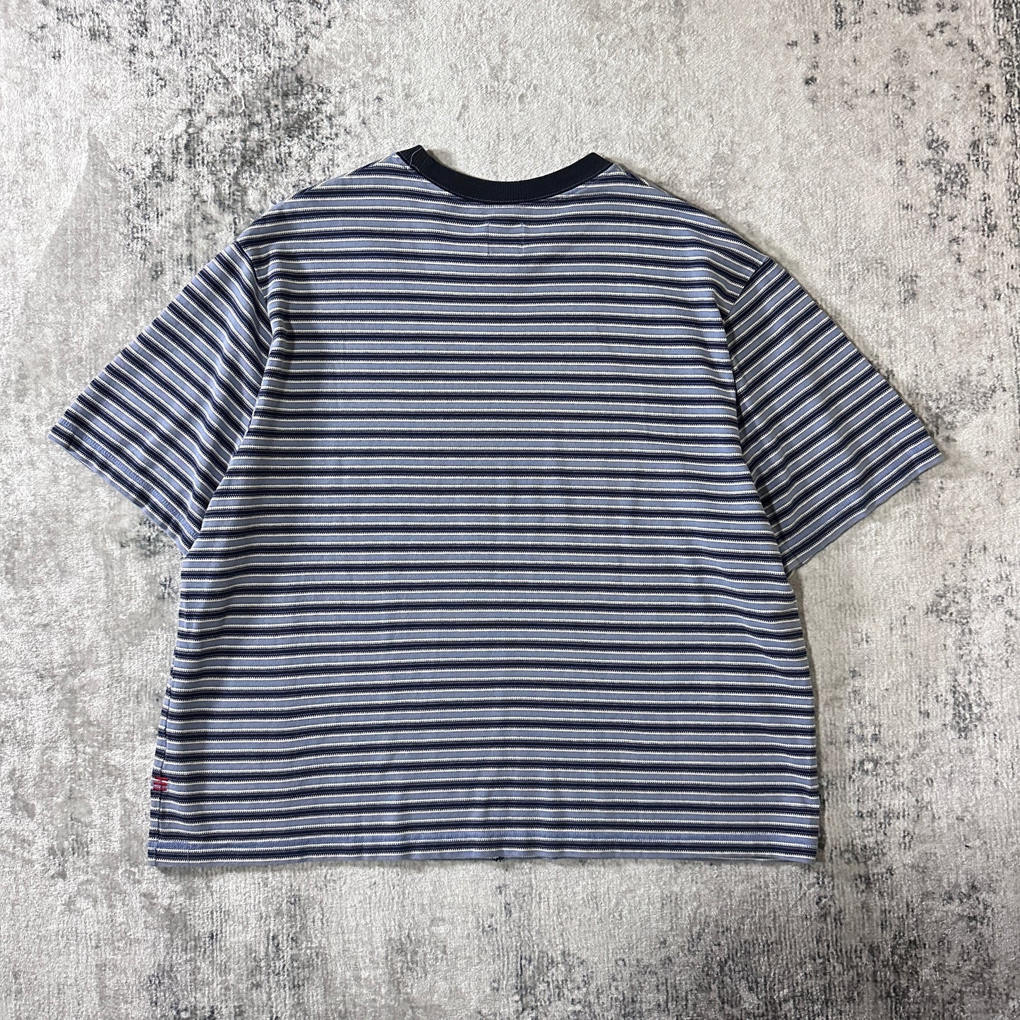 Striped Short Sleeve T-Shirt L Blue