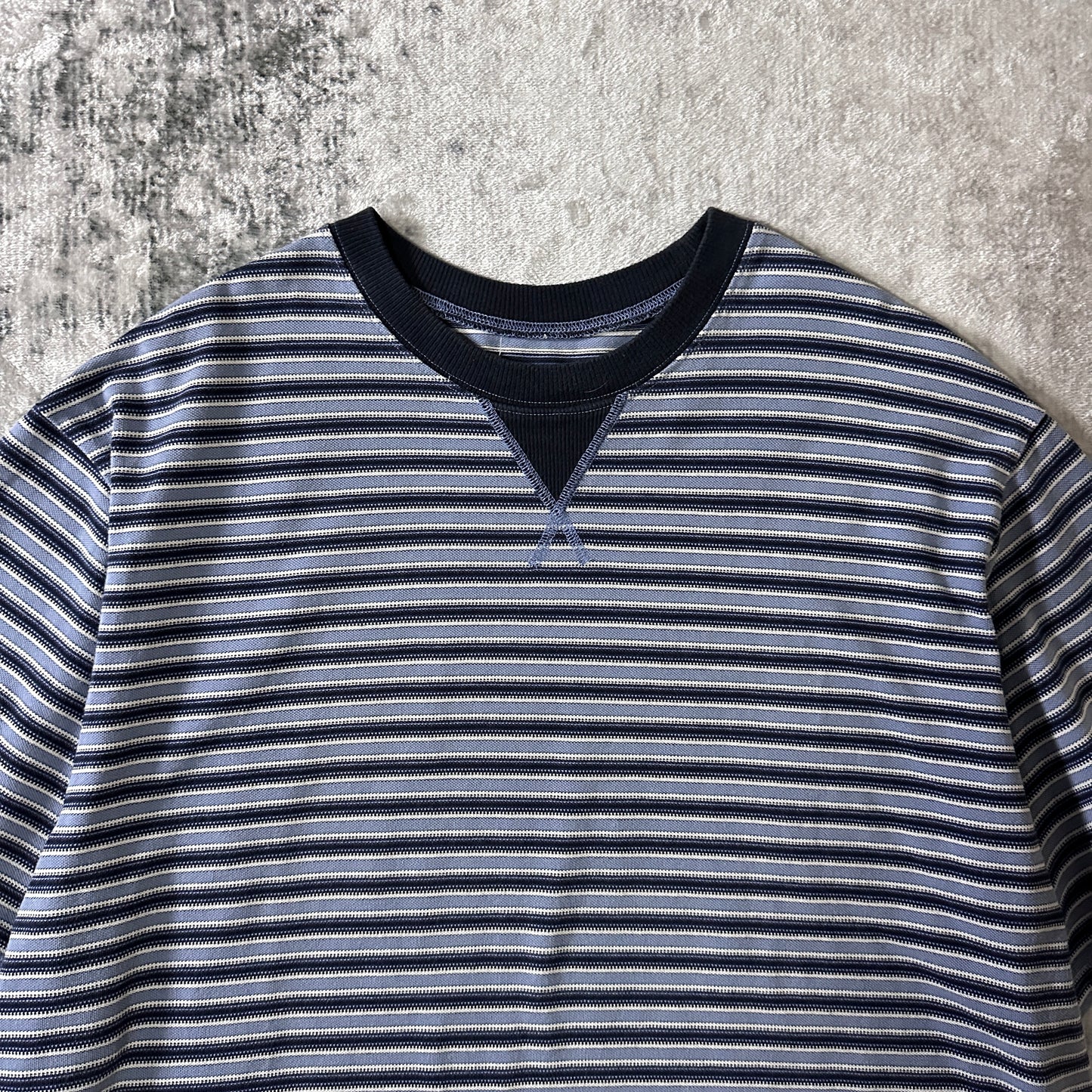 Striped Short Sleeve T-Shirt L Blue