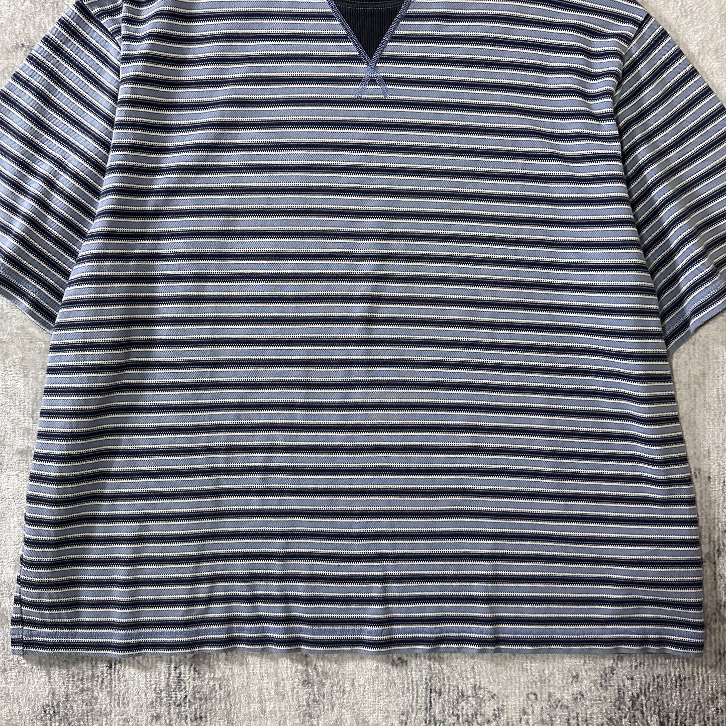 Striped Short Sleeve T-Shirt L Blue