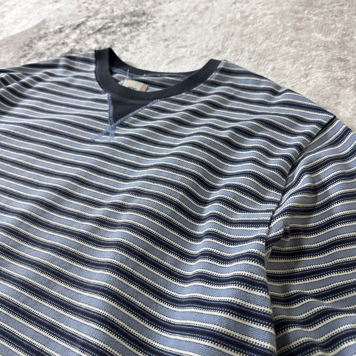 Striped Short Sleeve T-Shirt L Blue
