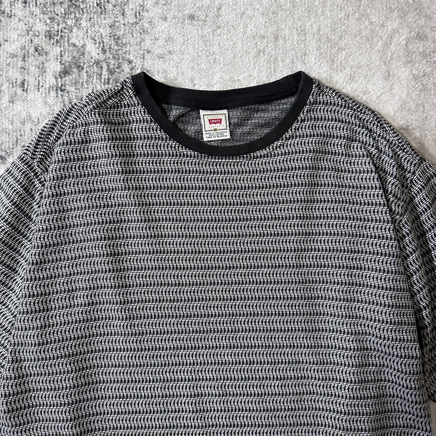 Patterned Ringer T-Shirt XL Black White