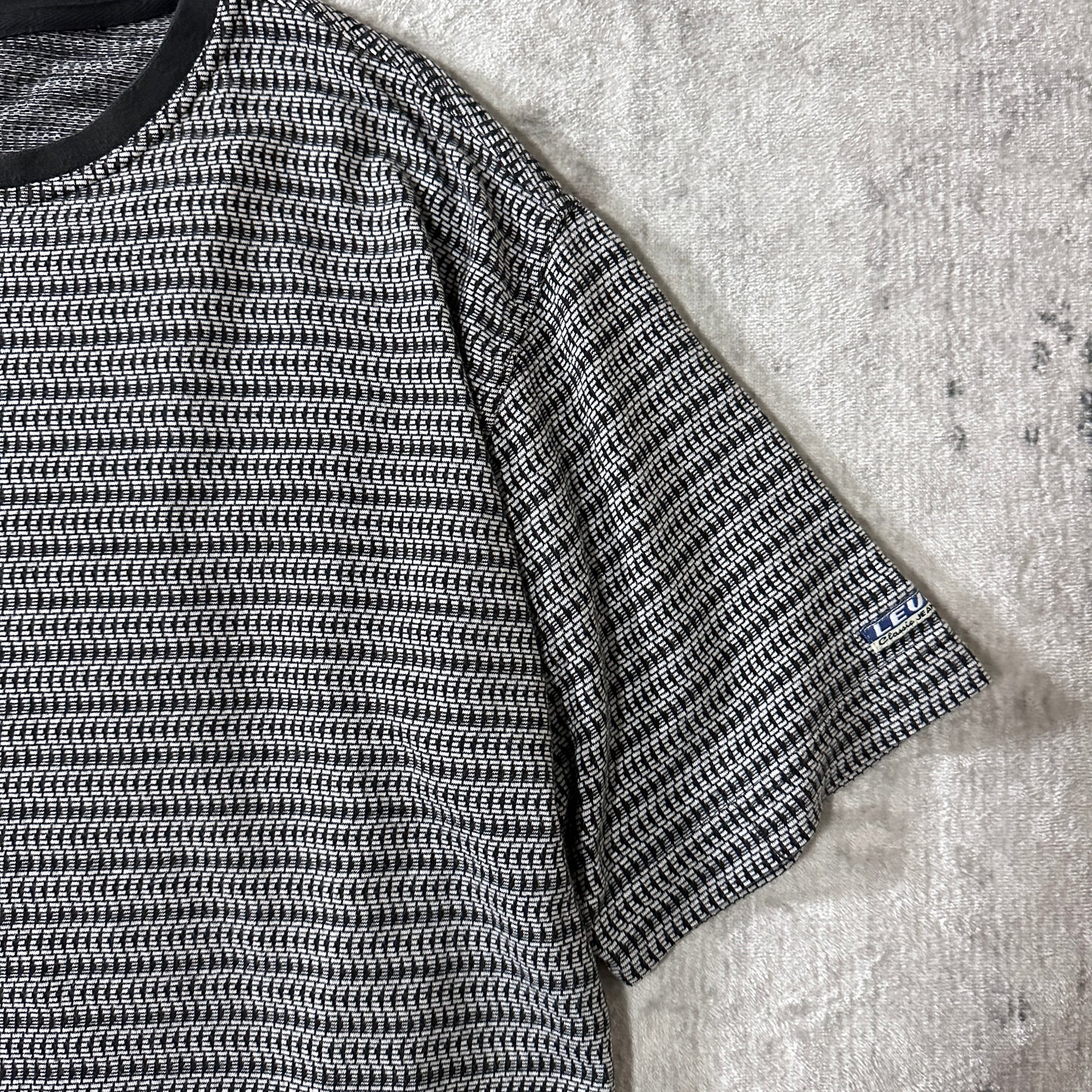 Patterned Ringer T-Shirt XL Black White