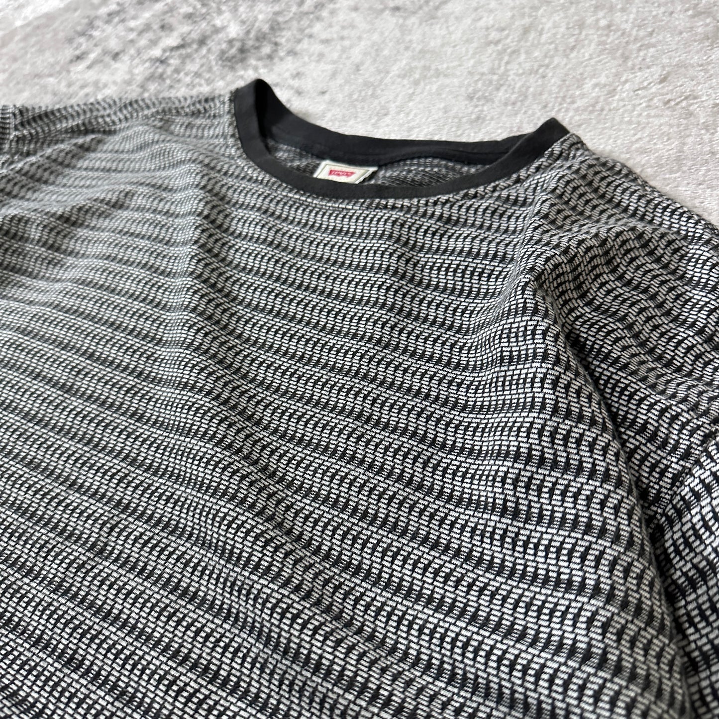 Patterned Ringer T-Shirt XL Black White