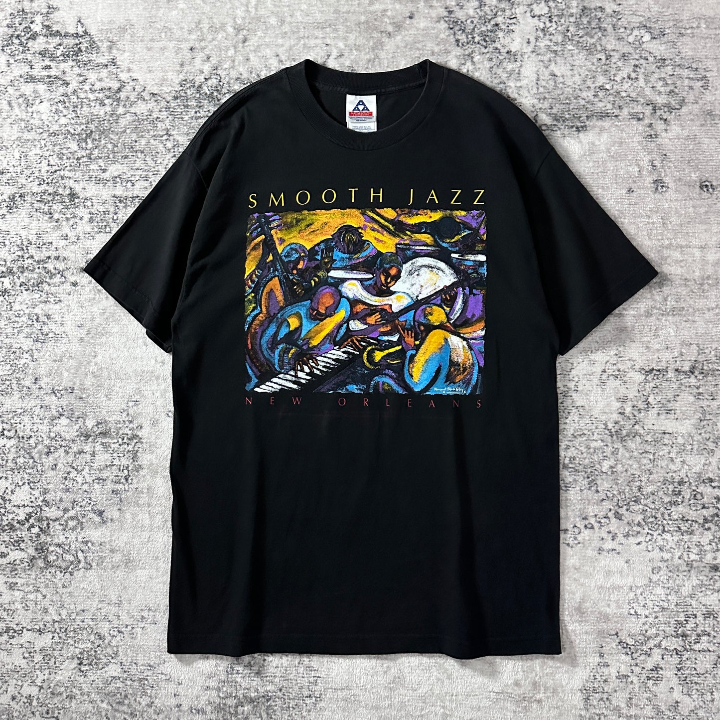 Smooth Jazz New Orleans Art Graphic T-Shirt L Black MARGARET SLADE KELLEY