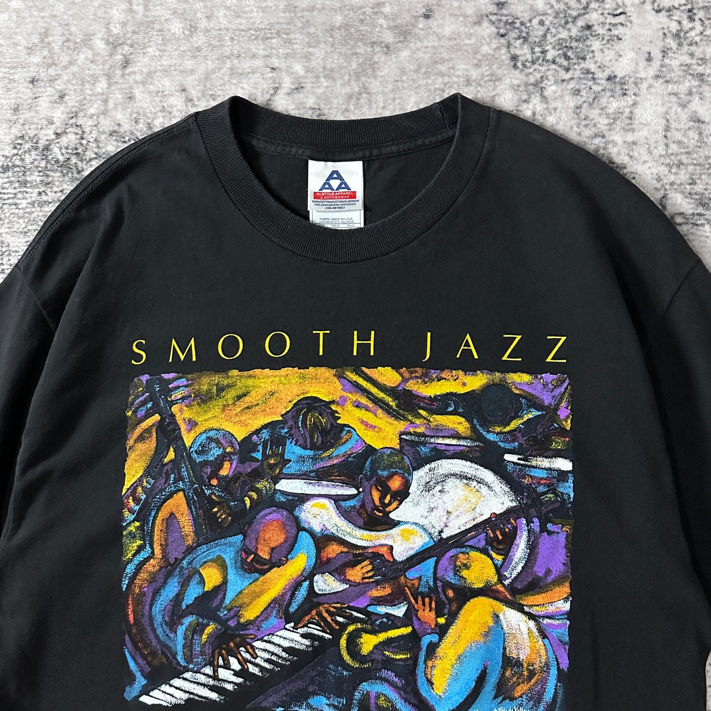 Smooth Jazz New Orleans Art Graphic T-Shirt L Black MARGARET SLADE KELLEY