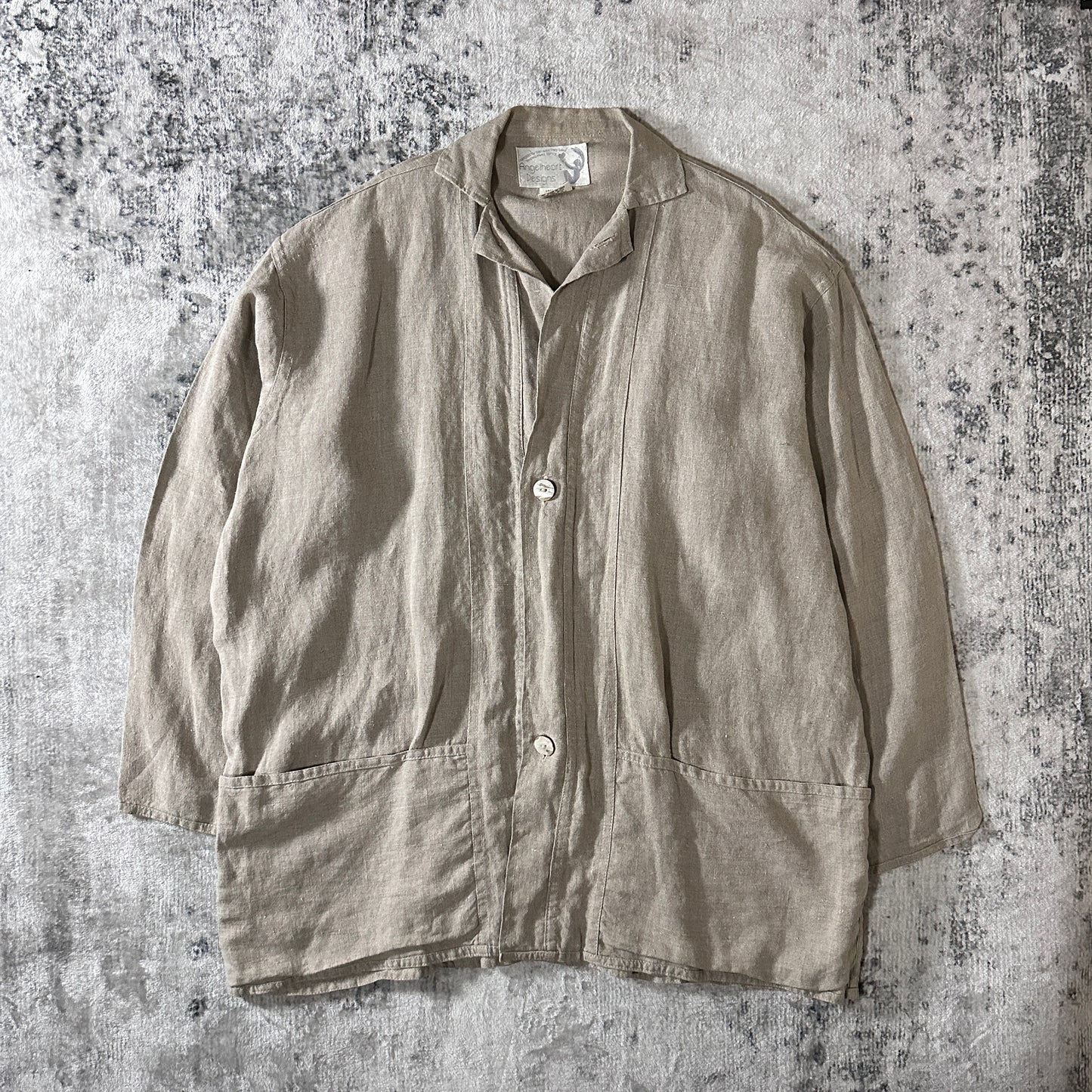 FLAX Linen Jacket Large Natural Beige Made in USA