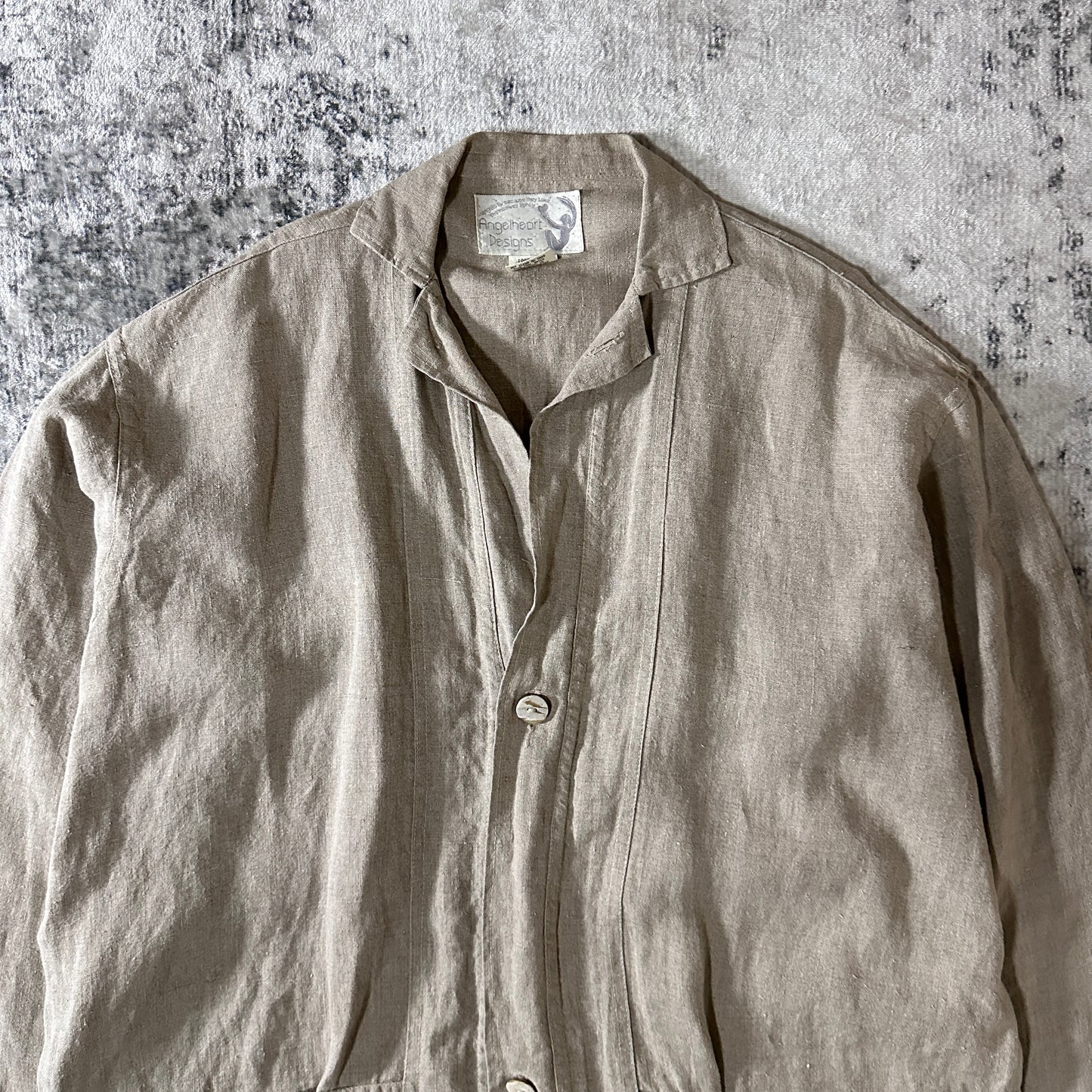 FLAX Linen Jacket Large Natural Beige Made in USA