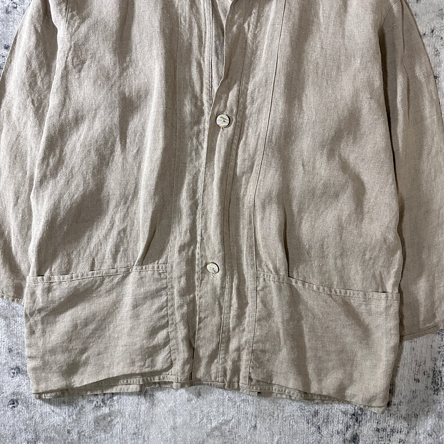 FLAX Linen Jacket Large Natural Beige Made in USA