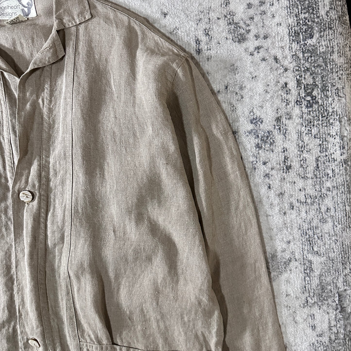 FLAX Linen Jacket Large Natural Beige Made in USA