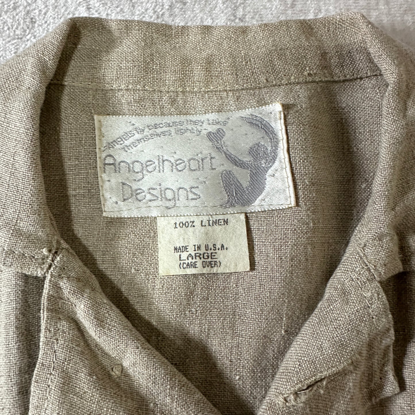 FLAX Linen Jacket Large Natural Beige Made in USA