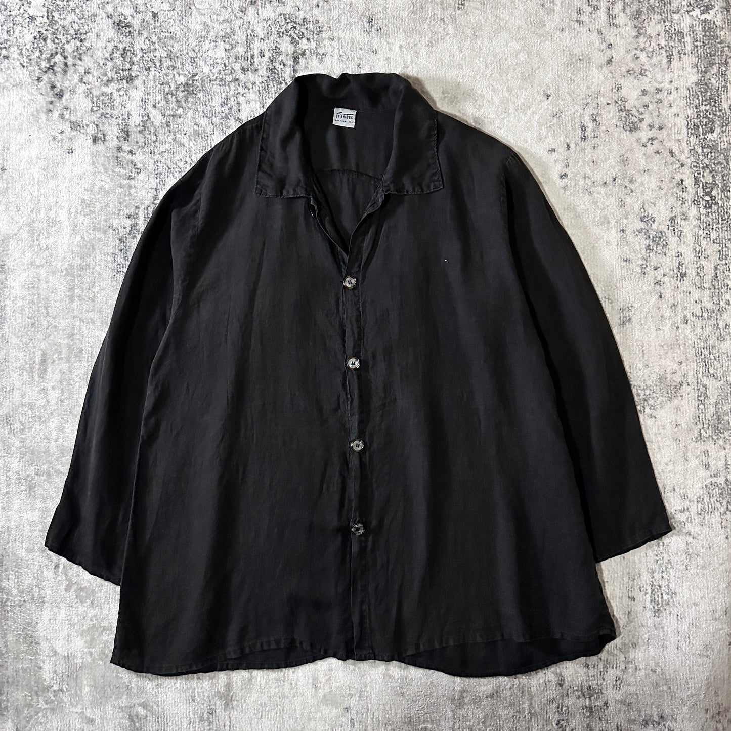 CP SHADES Linen Black Oversized Shirt Jacket