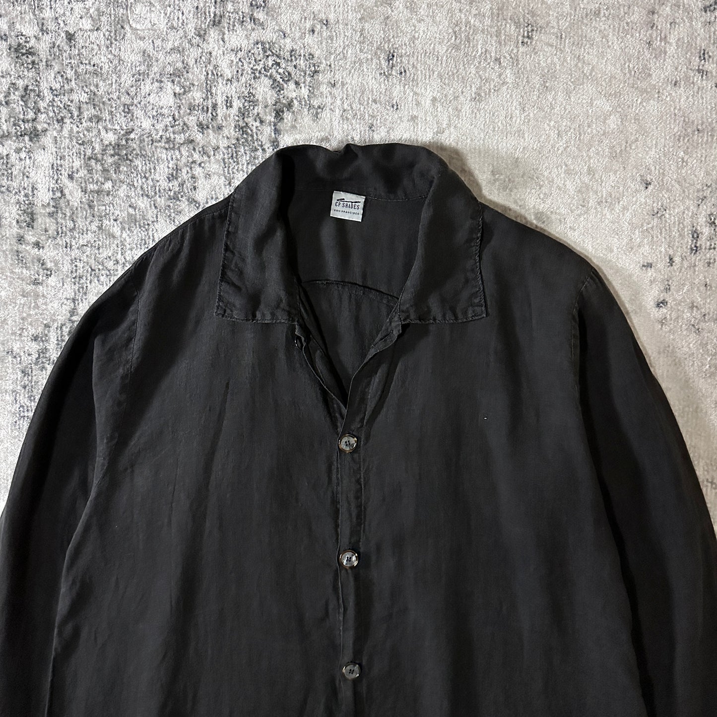 CP SHADES Linen Black Oversized Shirt Jacket