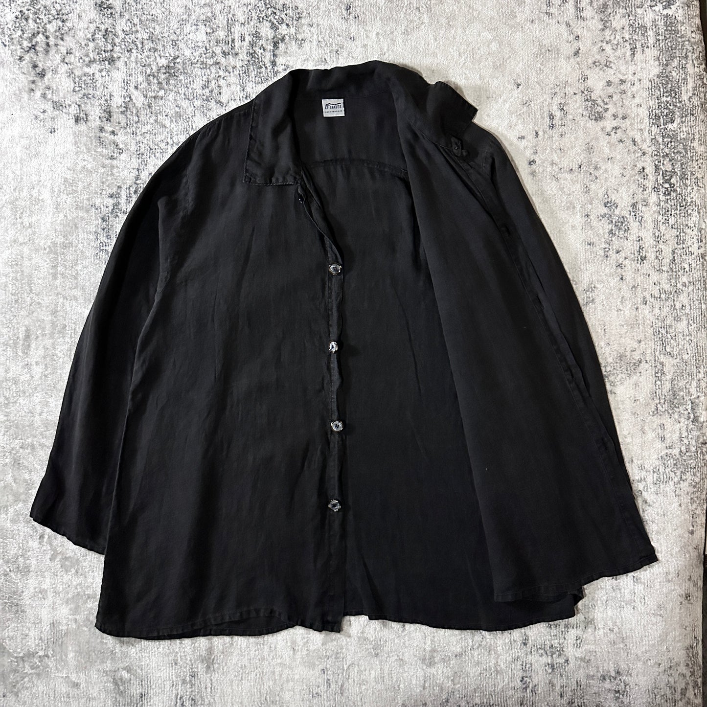 CP SHADES Linen Black Oversized Shirt Jacket