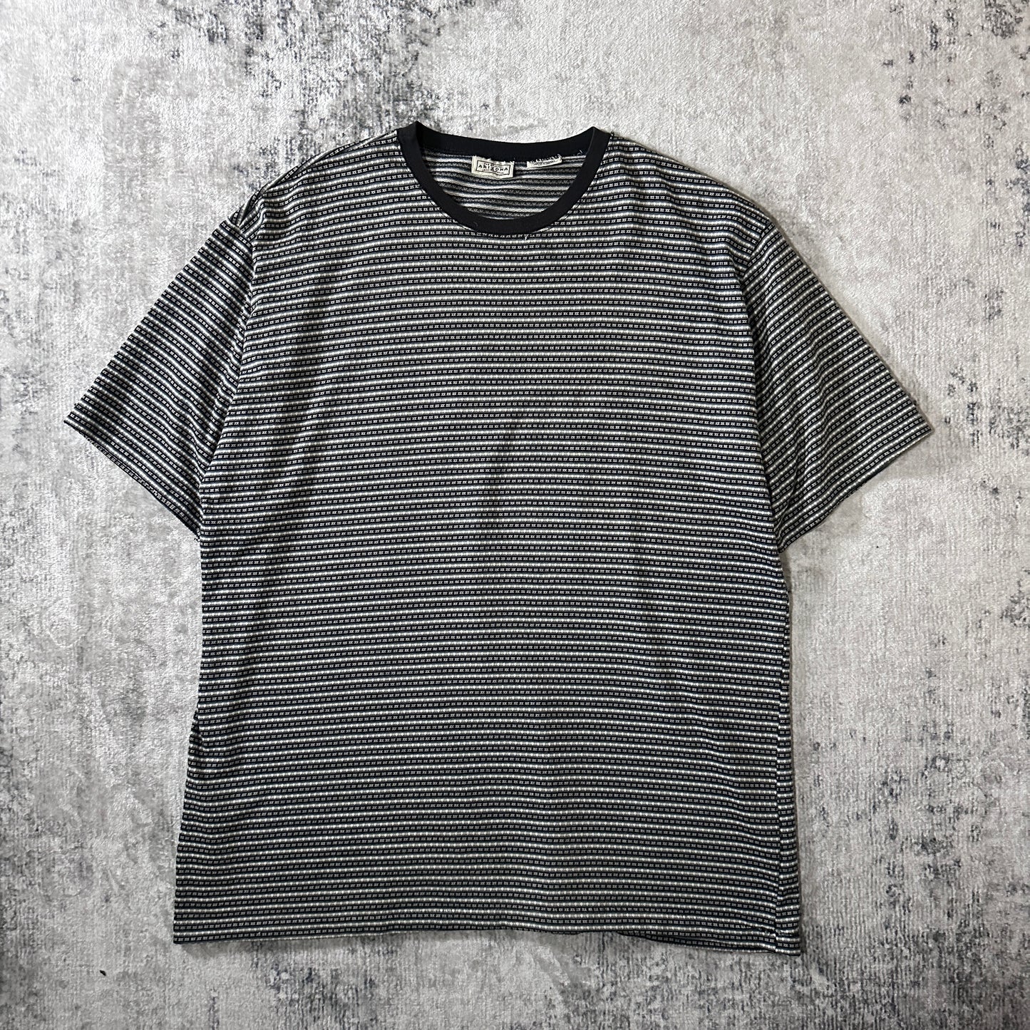 Combed Cotton Patterned T-Shirt Large Black Gray