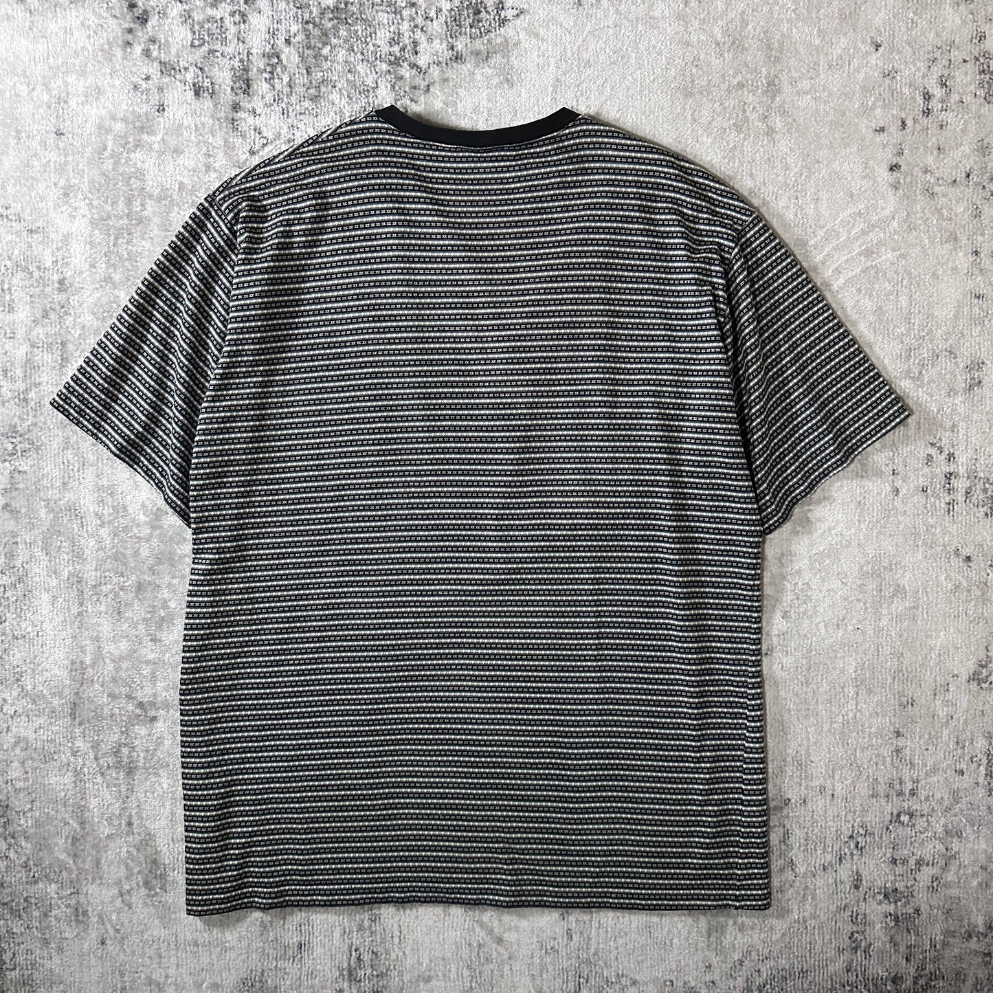 Combed Cotton Patterned T-Shirt Large Black Gray