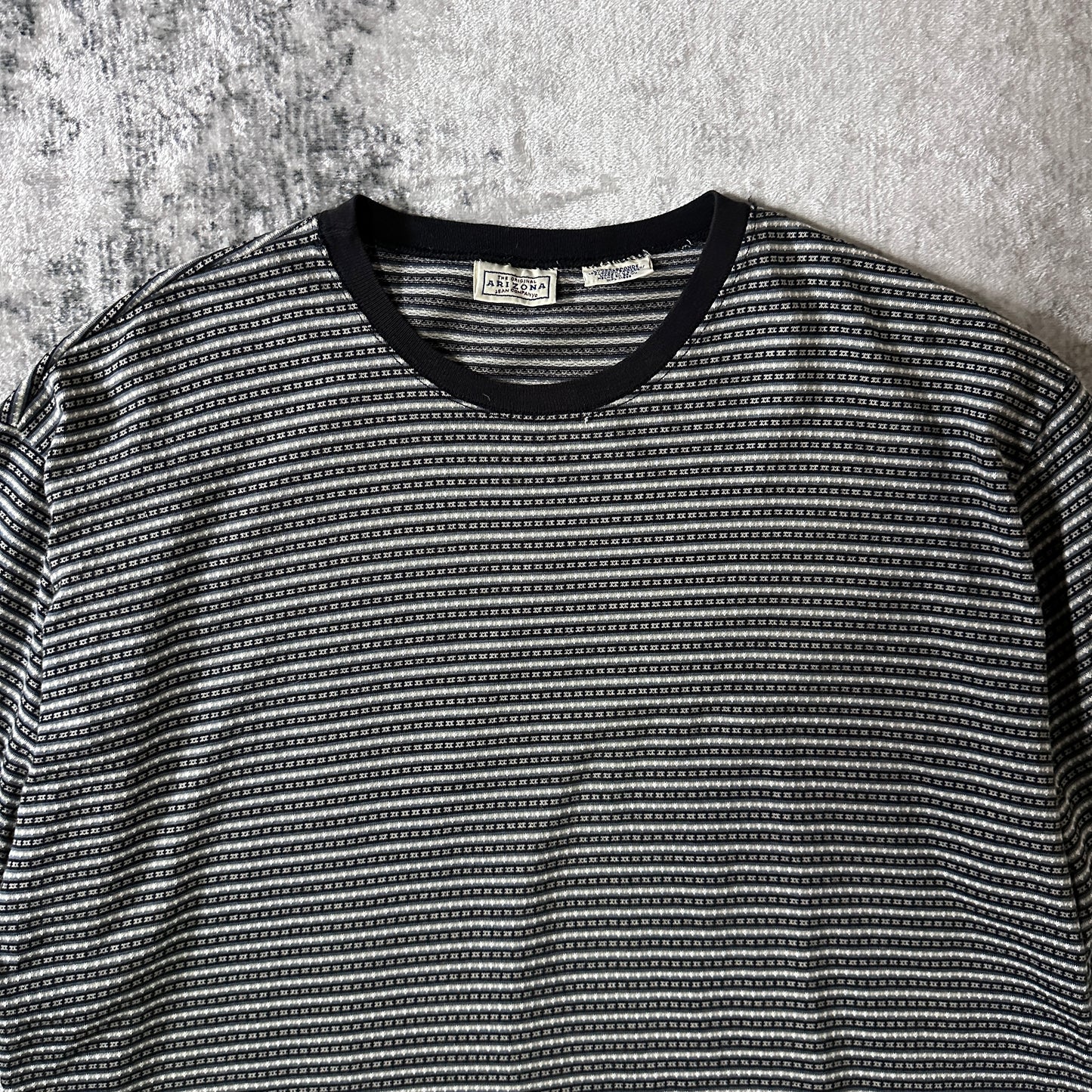 Combed Cotton Patterned T-Shirt Large Black Gray