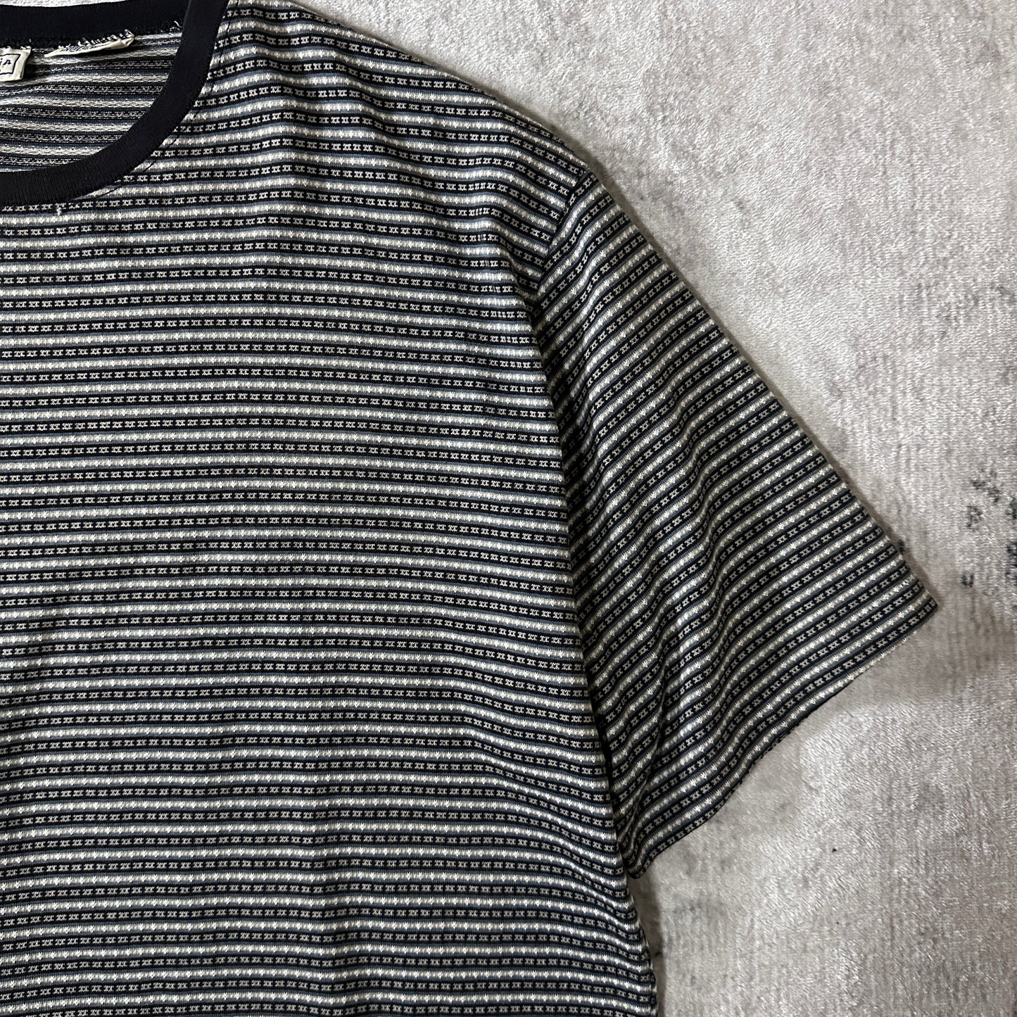 Combed Cotton Patterned T-Shirt Large Black Gray