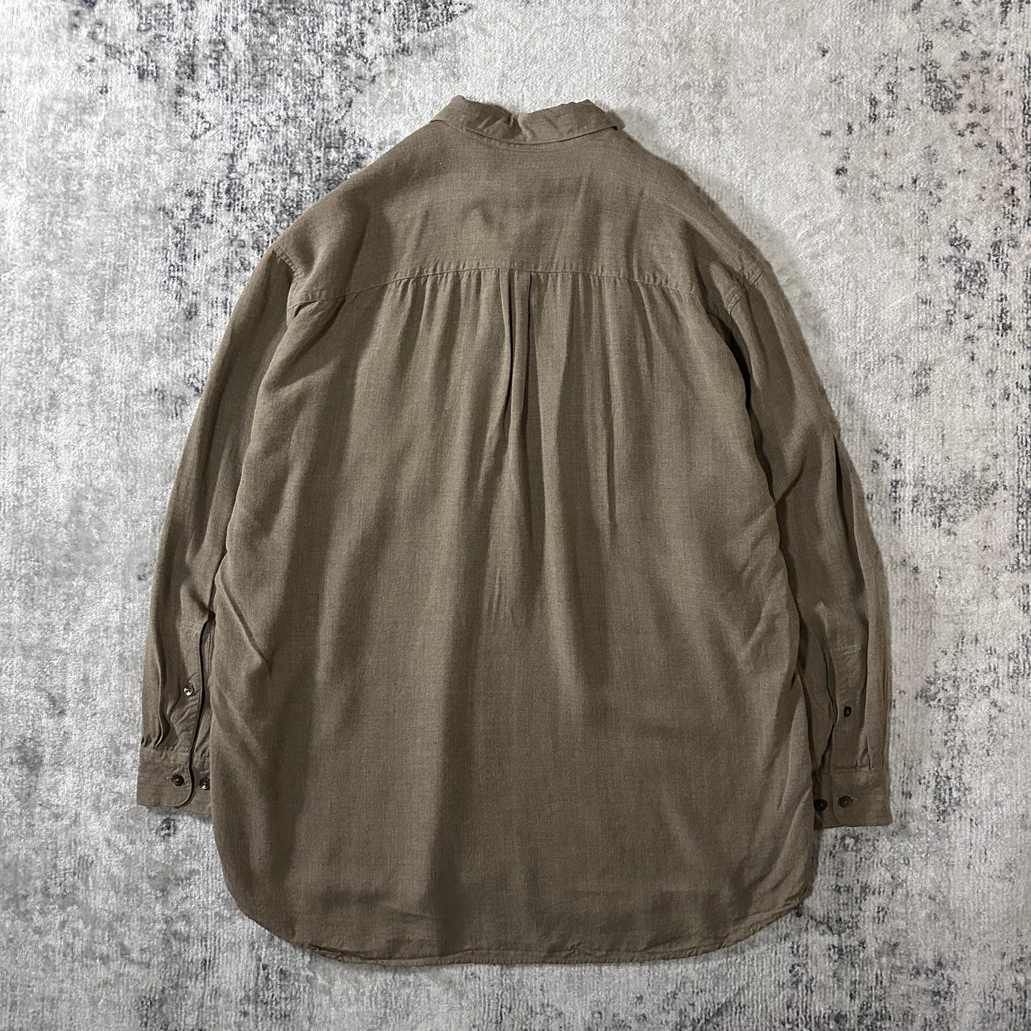 Perry Ellis 100% Rayon Long Sleeve Shirt Large Taupe Brown