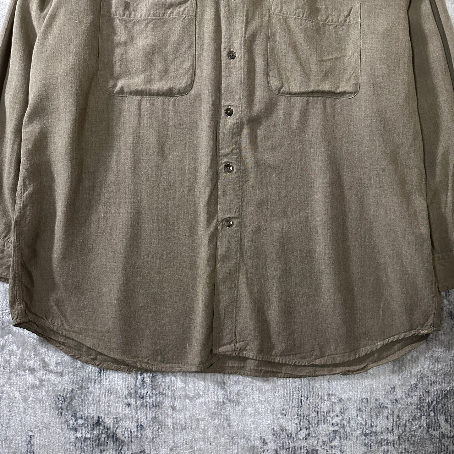Perry Ellis 100% Rayon Long Sleeve Shirt Large Taupe Brown