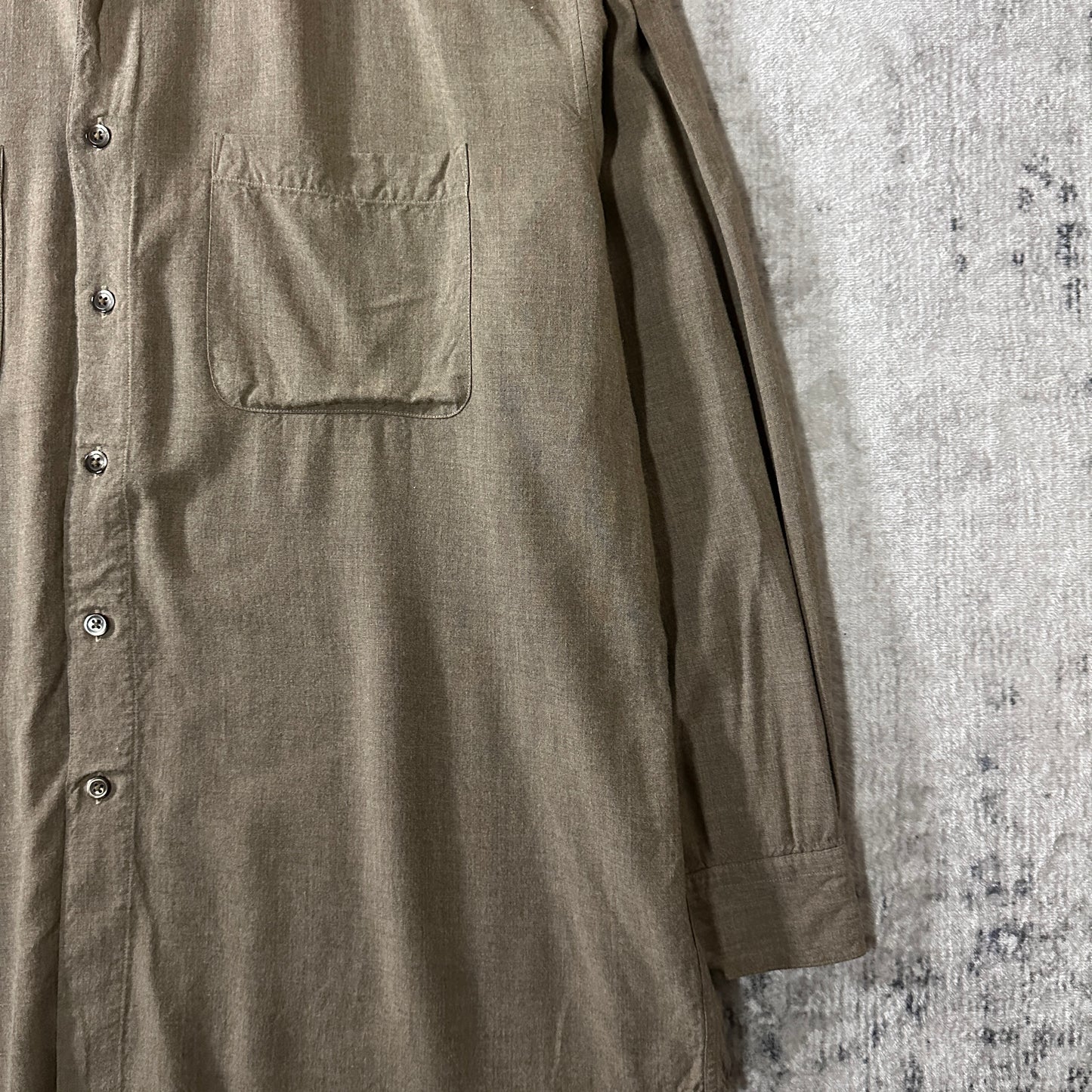 Perry Ellis 100% Rayon Long Sleeve Shirt Large Taupe Brown