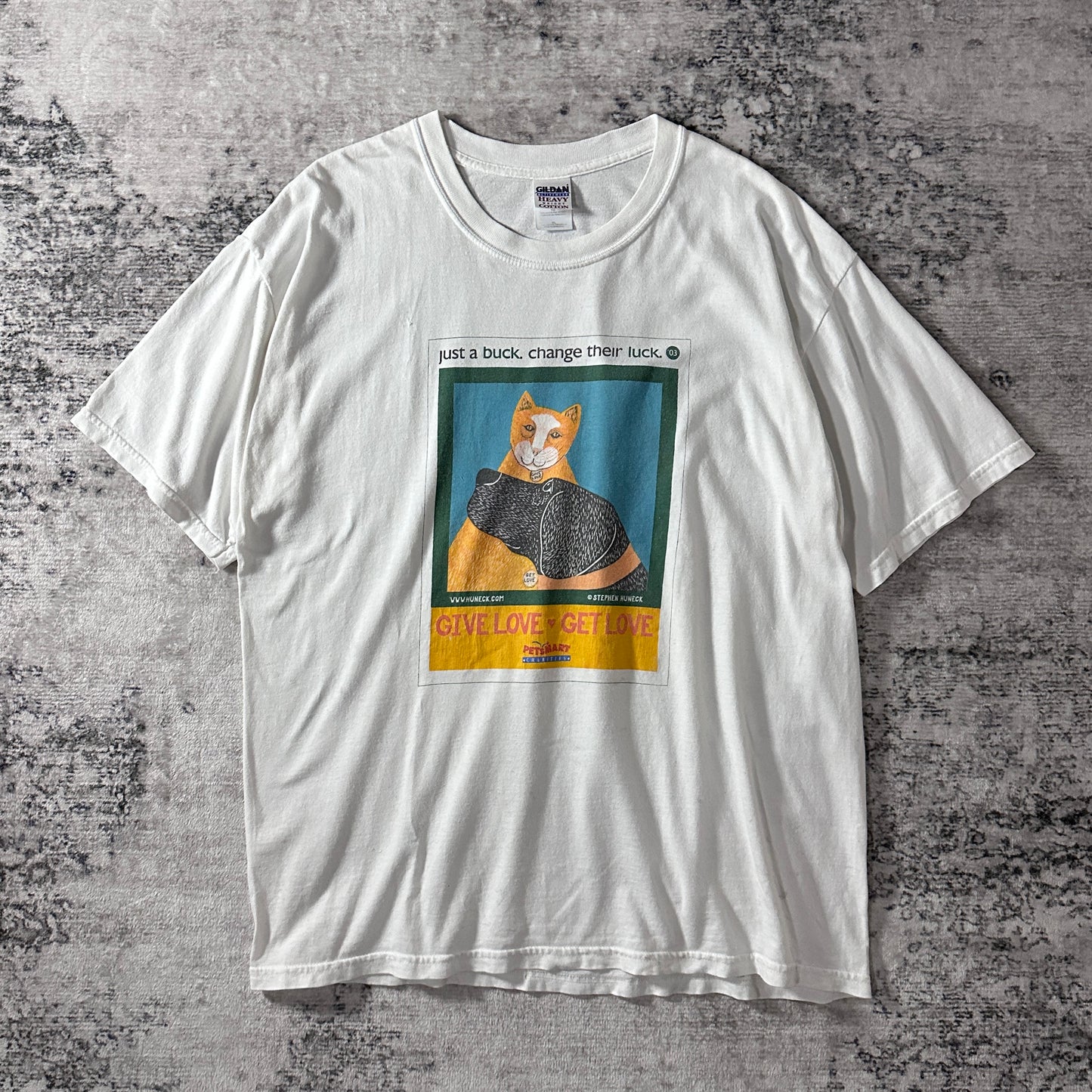 Cat Dog Graphic White Stephen Huneck PetSmart  T-Shirt XL