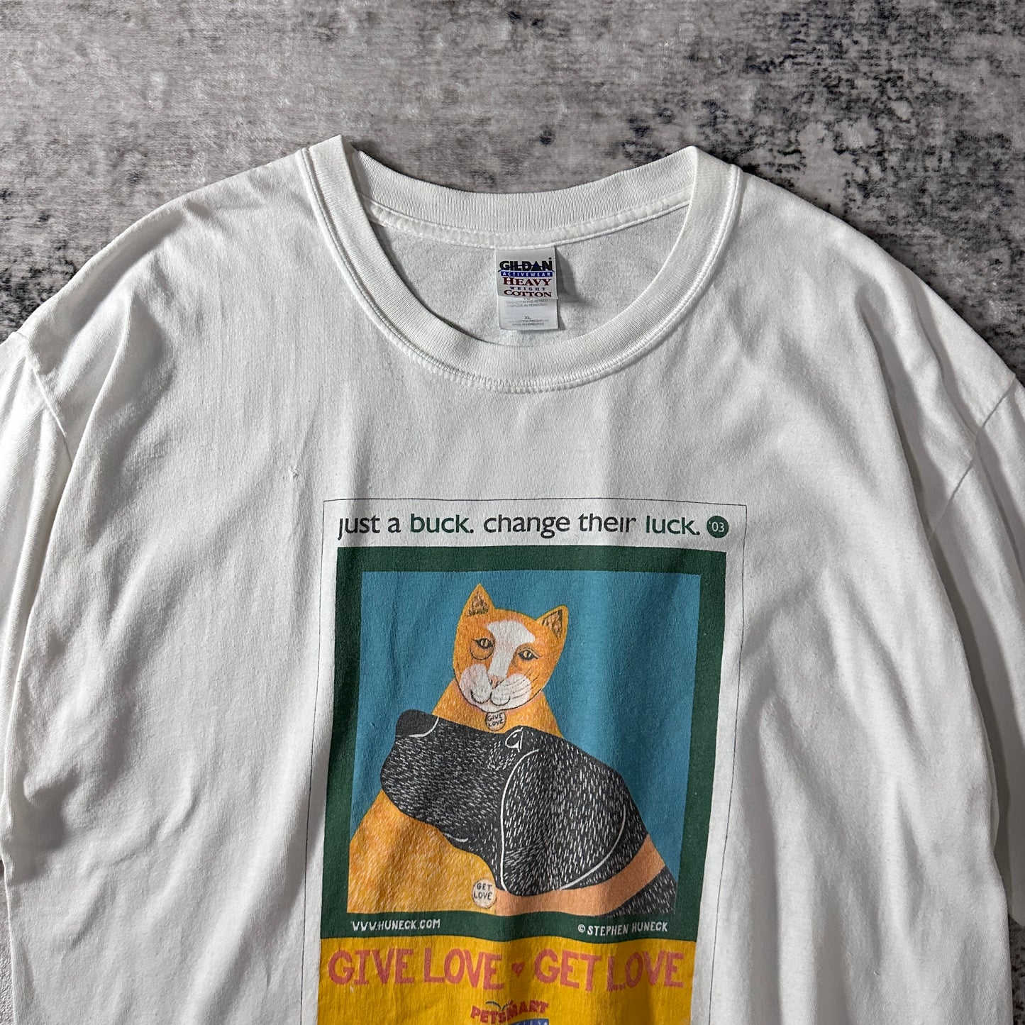 Cat Dog Graphic White Stephen Huneck PetSmart  T-Shirt XL