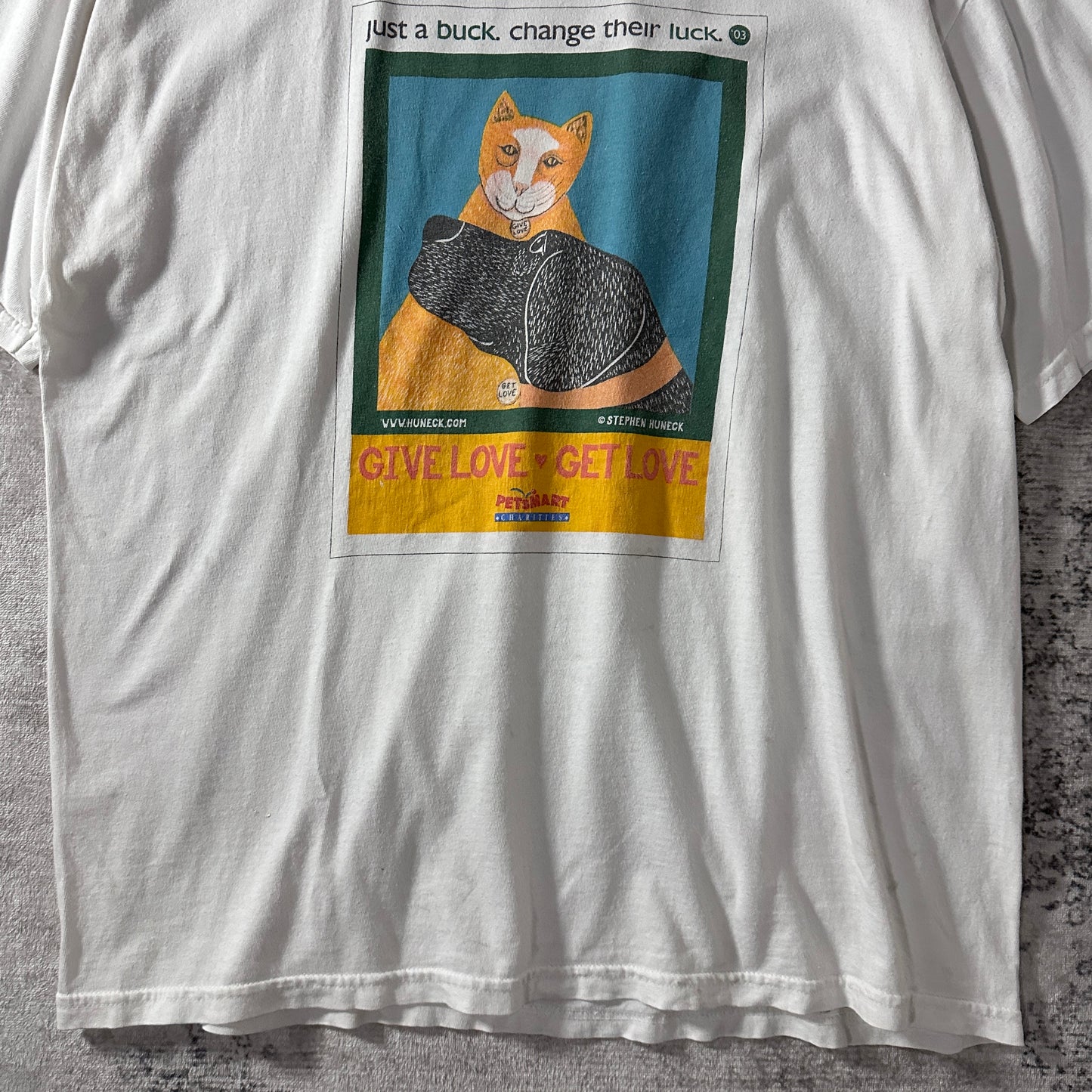 Cat Dog Graphic White Stephen Huneck PetSmart  T-Shirt XL